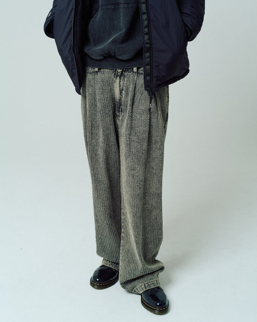 needle stripe denim wide pants