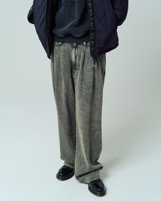 needle stripe denim wide pants