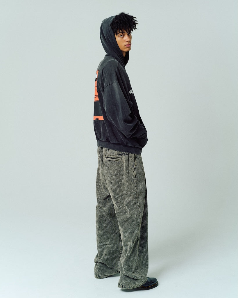 needle stripe denim wide pants
