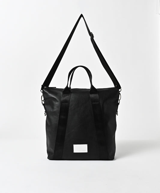 water repellent leather medium 2way tote bag