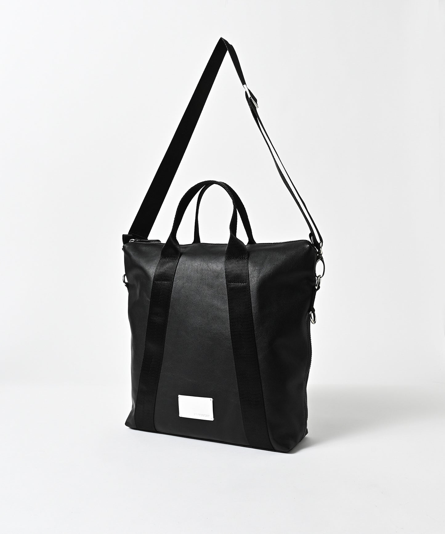 water repellent leather medium 2way tote bag