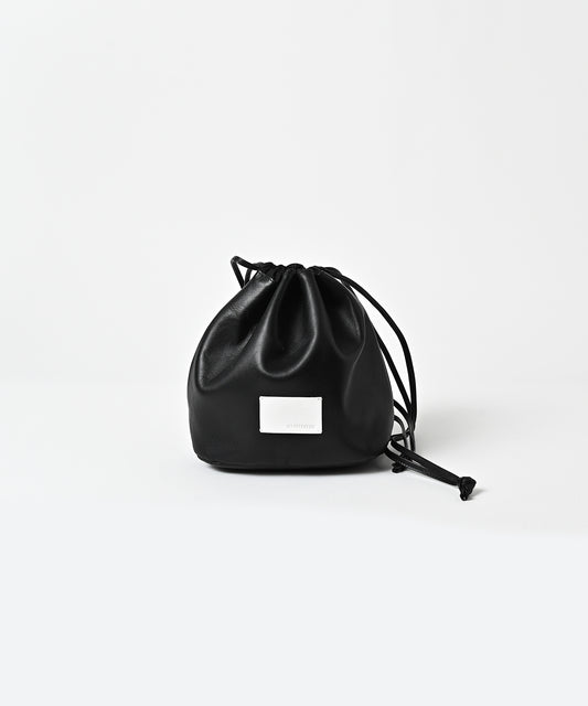 water repellent leather drawstring bag