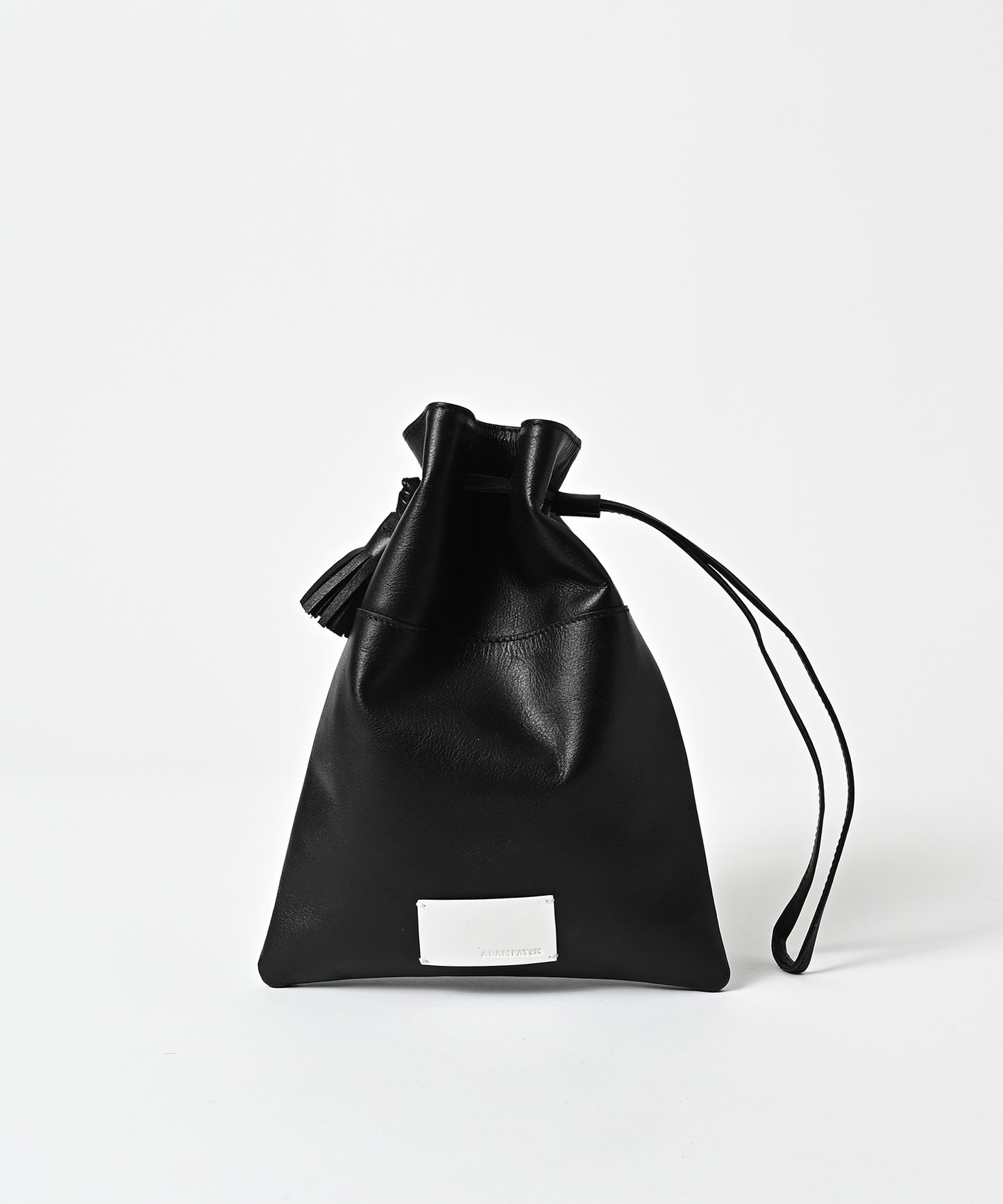 water repellent leather mini  drawstring bag