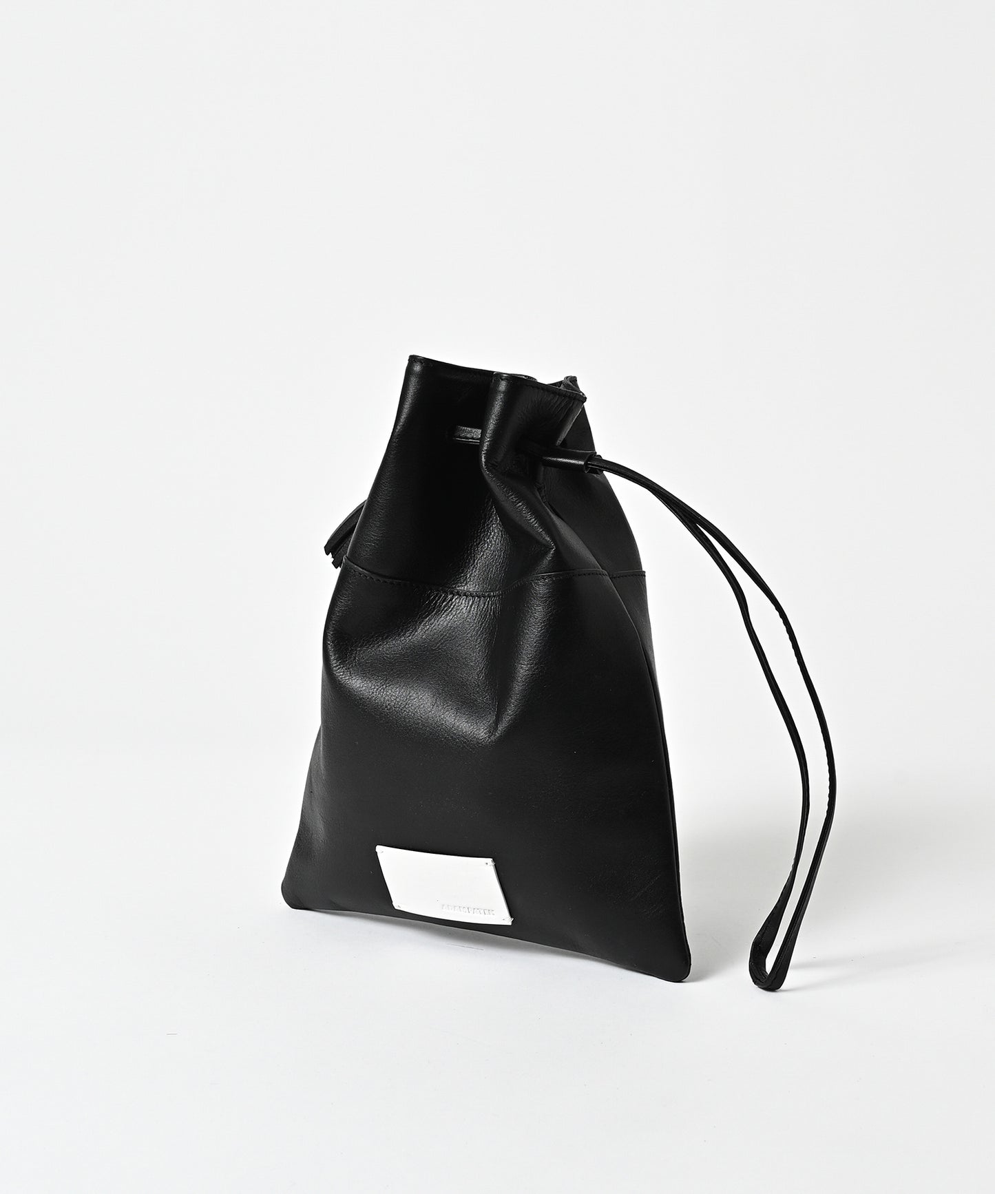 water repellent leather mini  drawstring bag