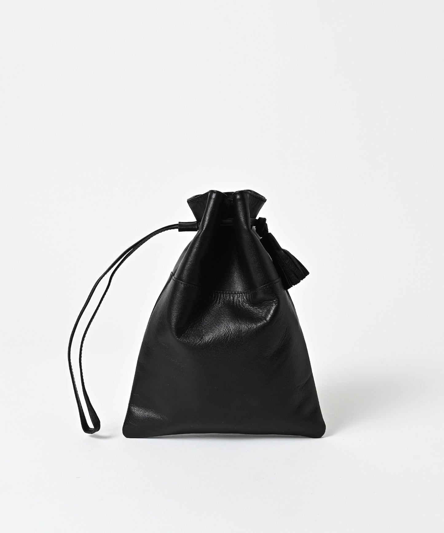 water repellent leather mini  drawstring bag