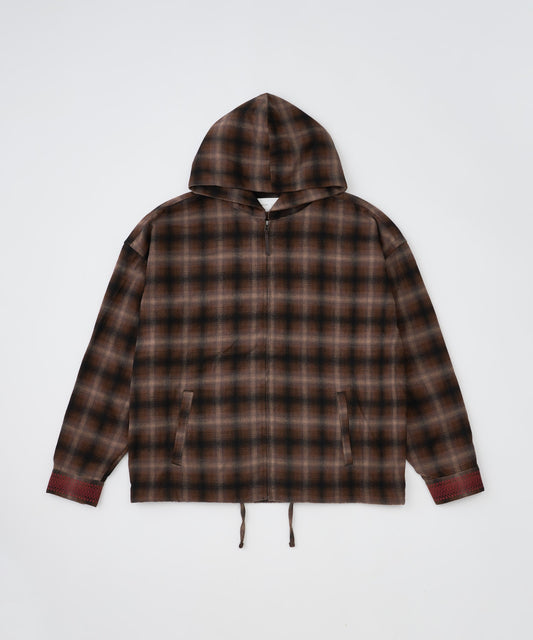 【予約】brushed shade ombrecheck zip parka