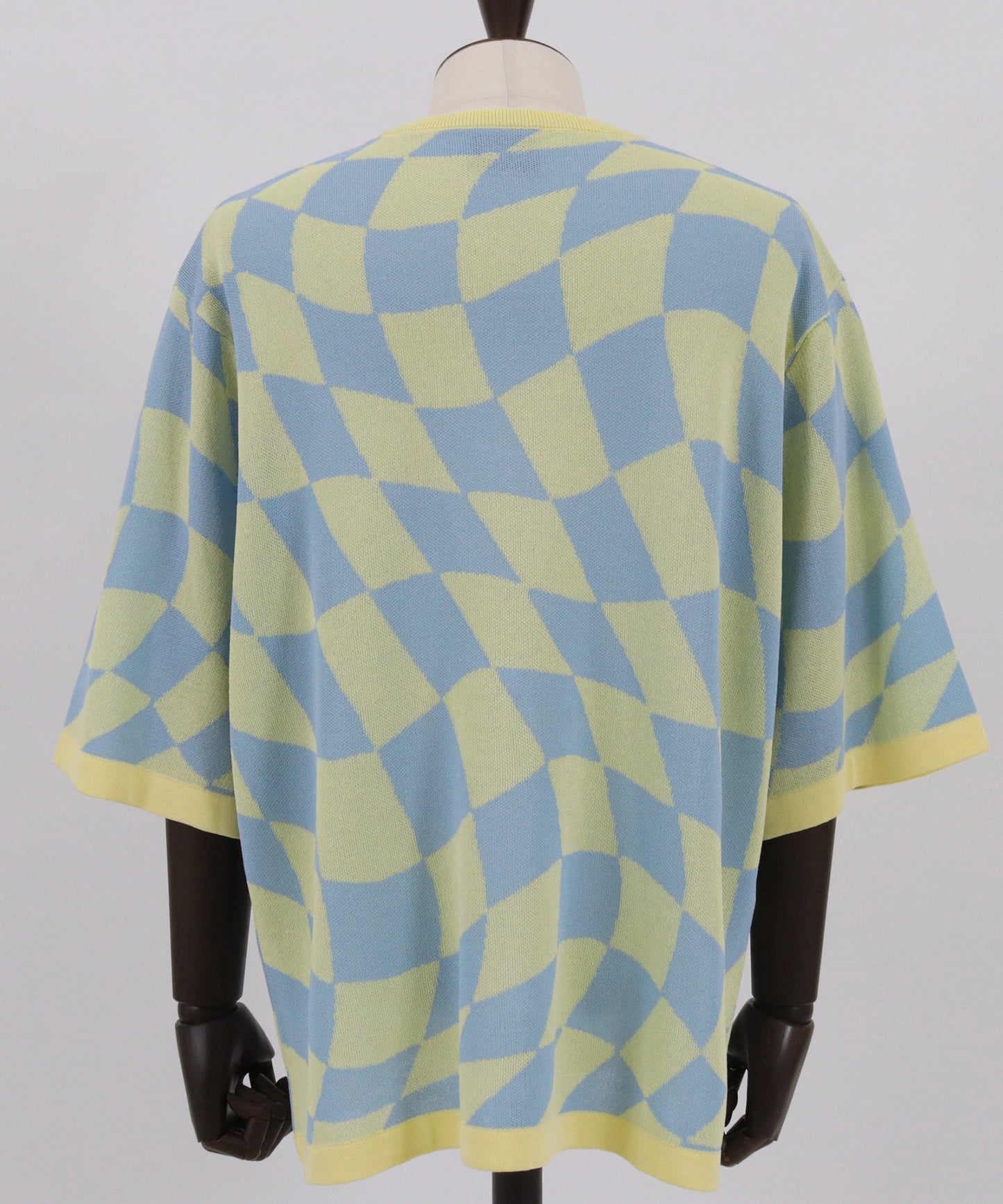 skewed check pattern short sleeve knit