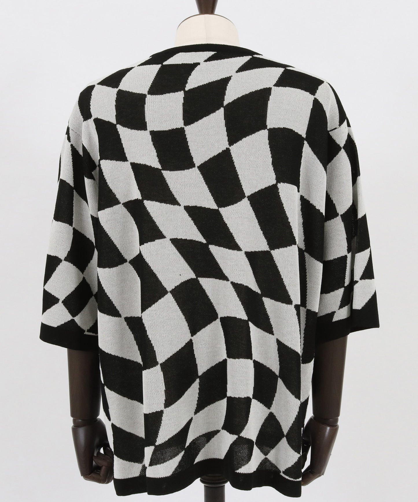 skewed check pattern short sleeve knit