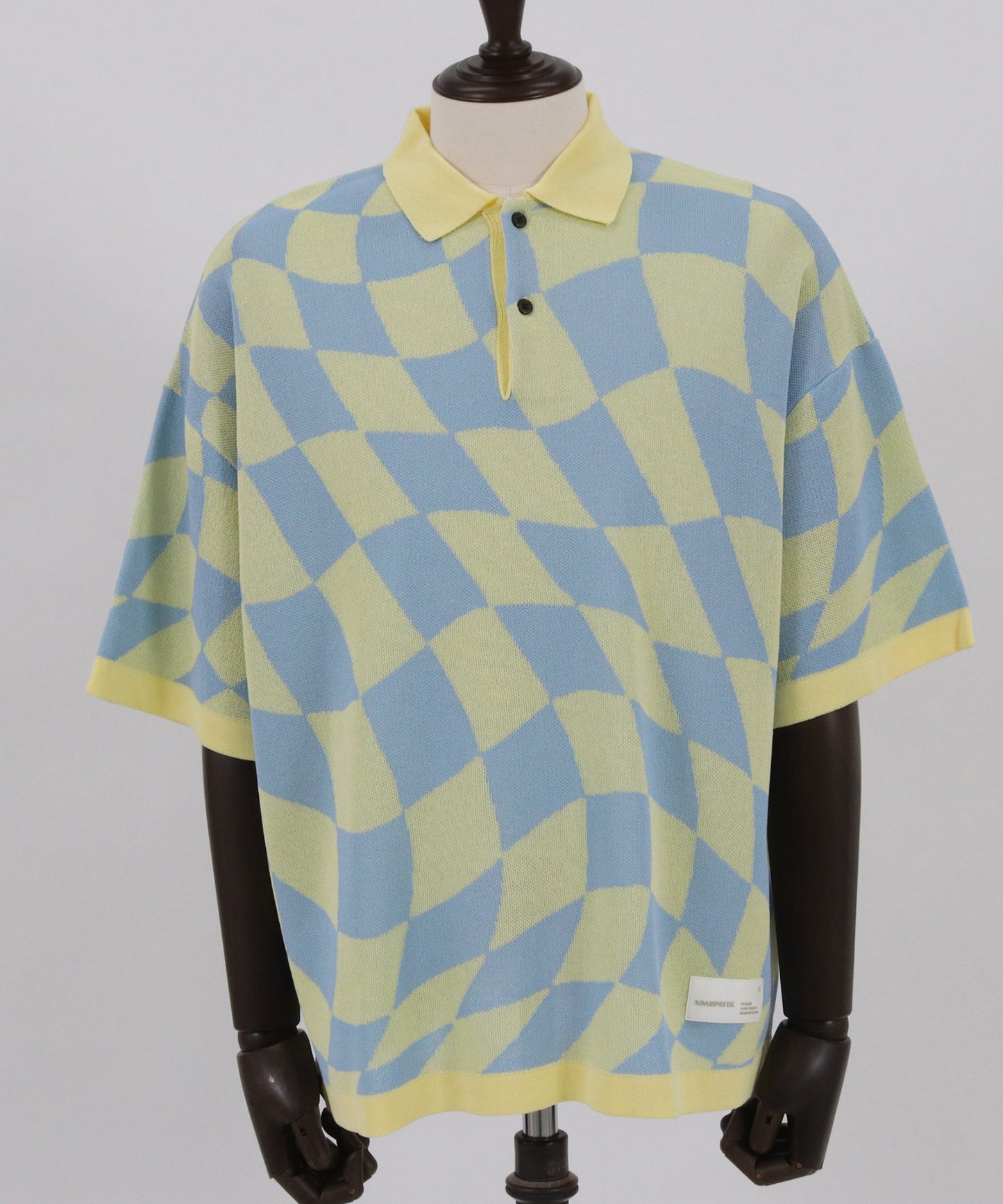 skewed check pattern short sleeve knit polo shirts