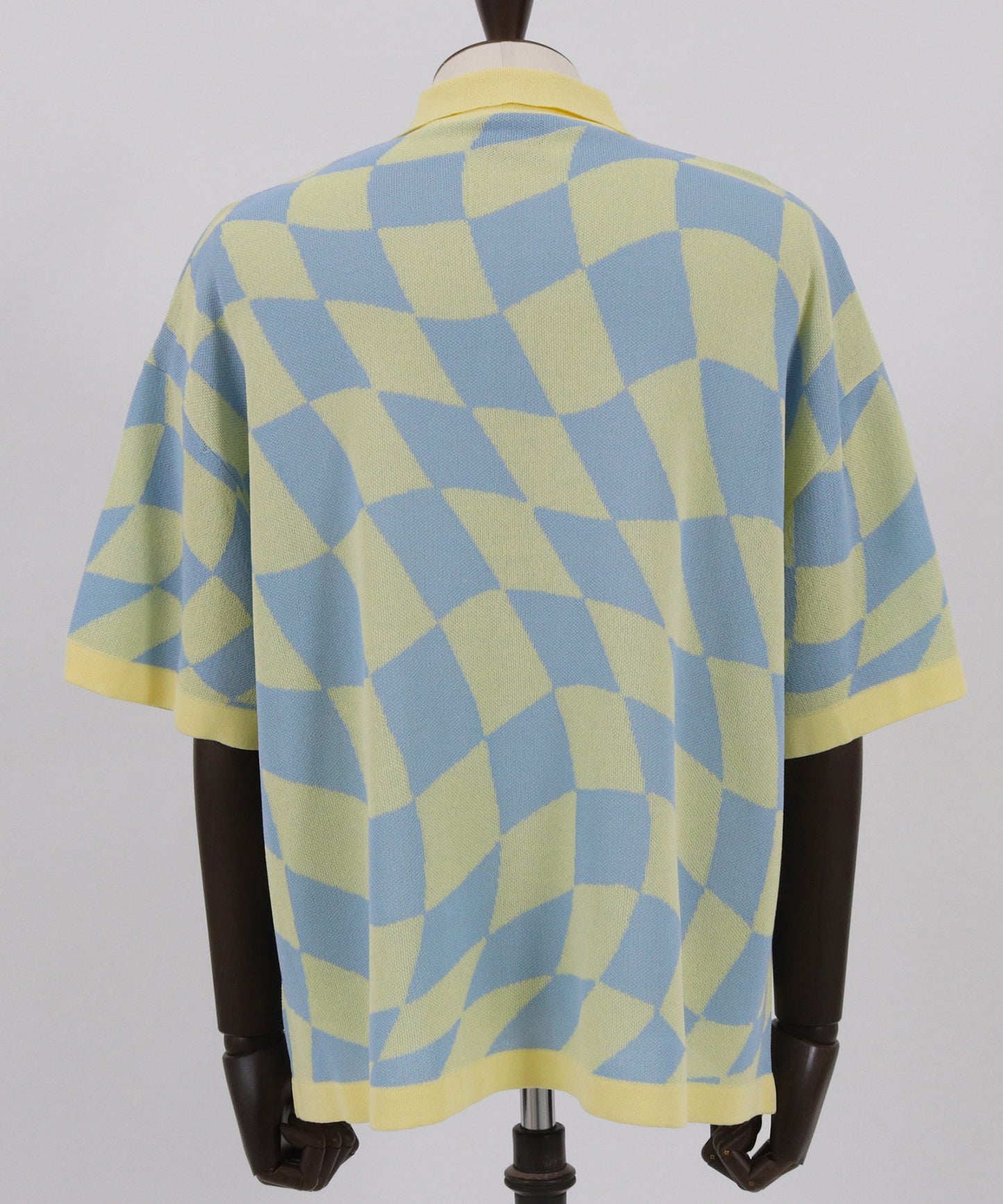 skewed check pattern short sleeve knit polo shirts