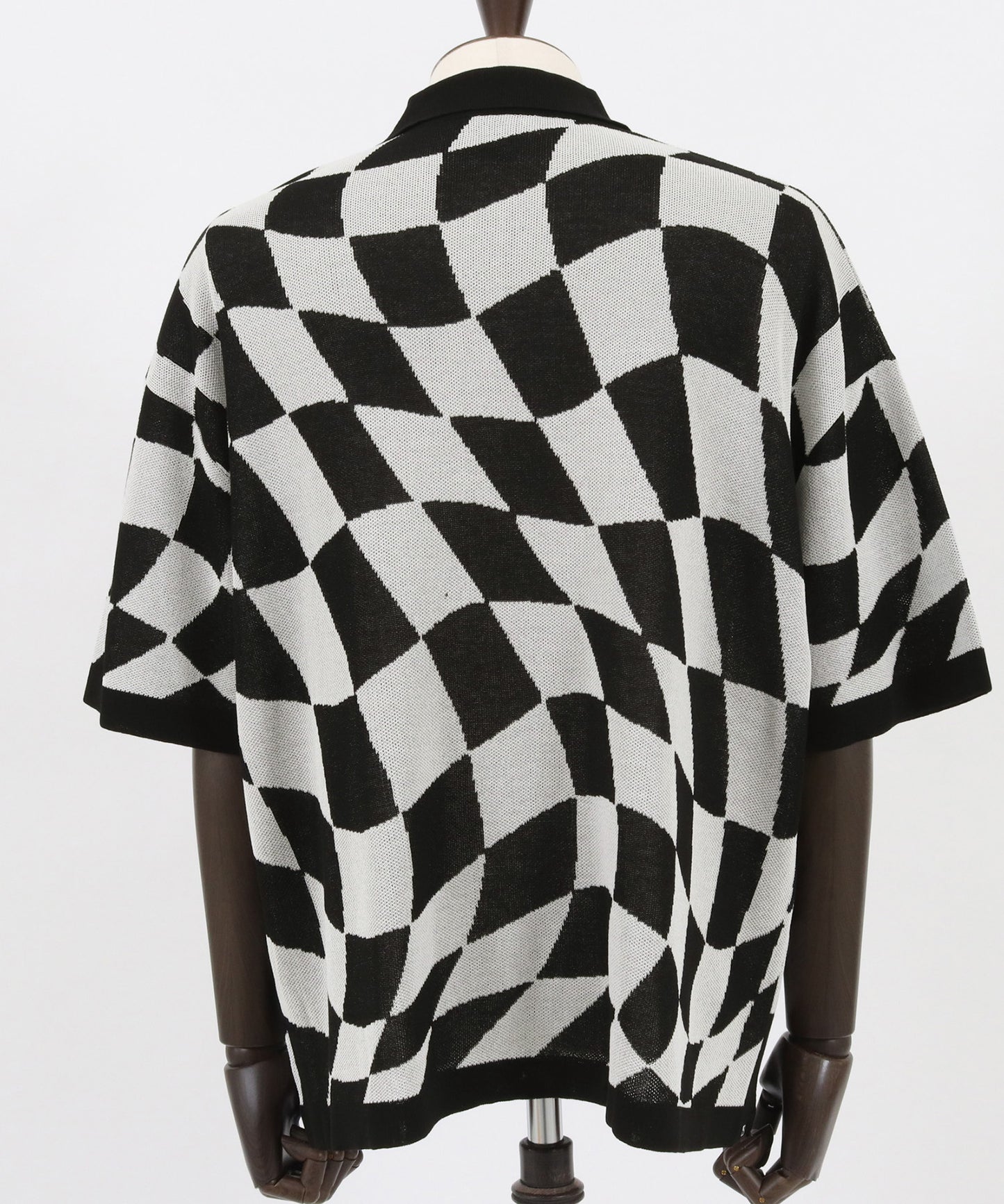 skewed check pattern short sleeve knit polo shirts