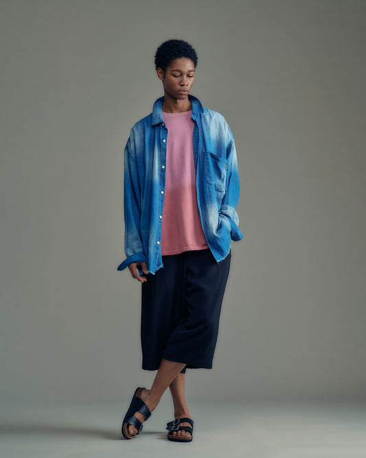 twill cropped wide easy trousers