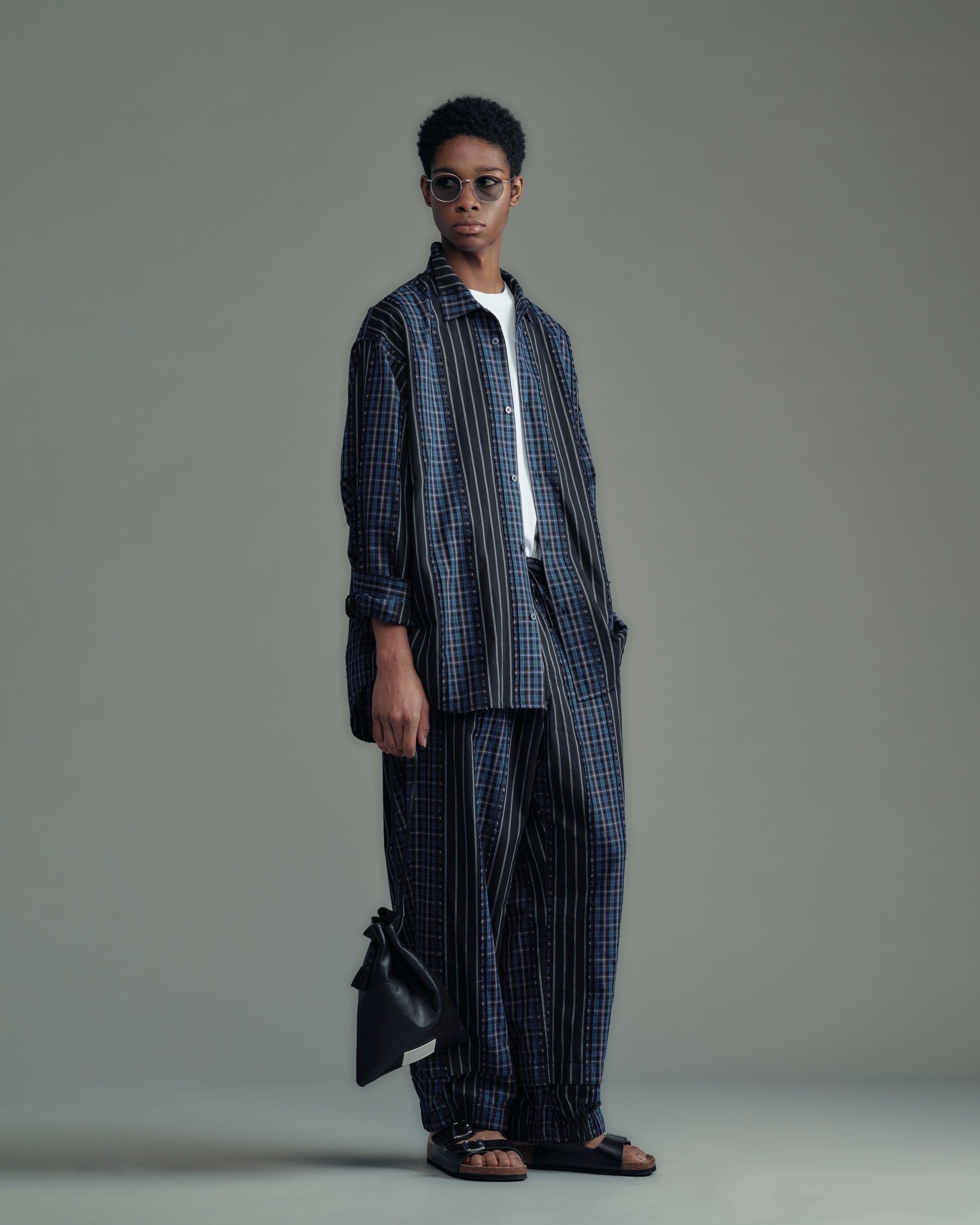 jacquard check-stripe easy pants – ADAMPATEK