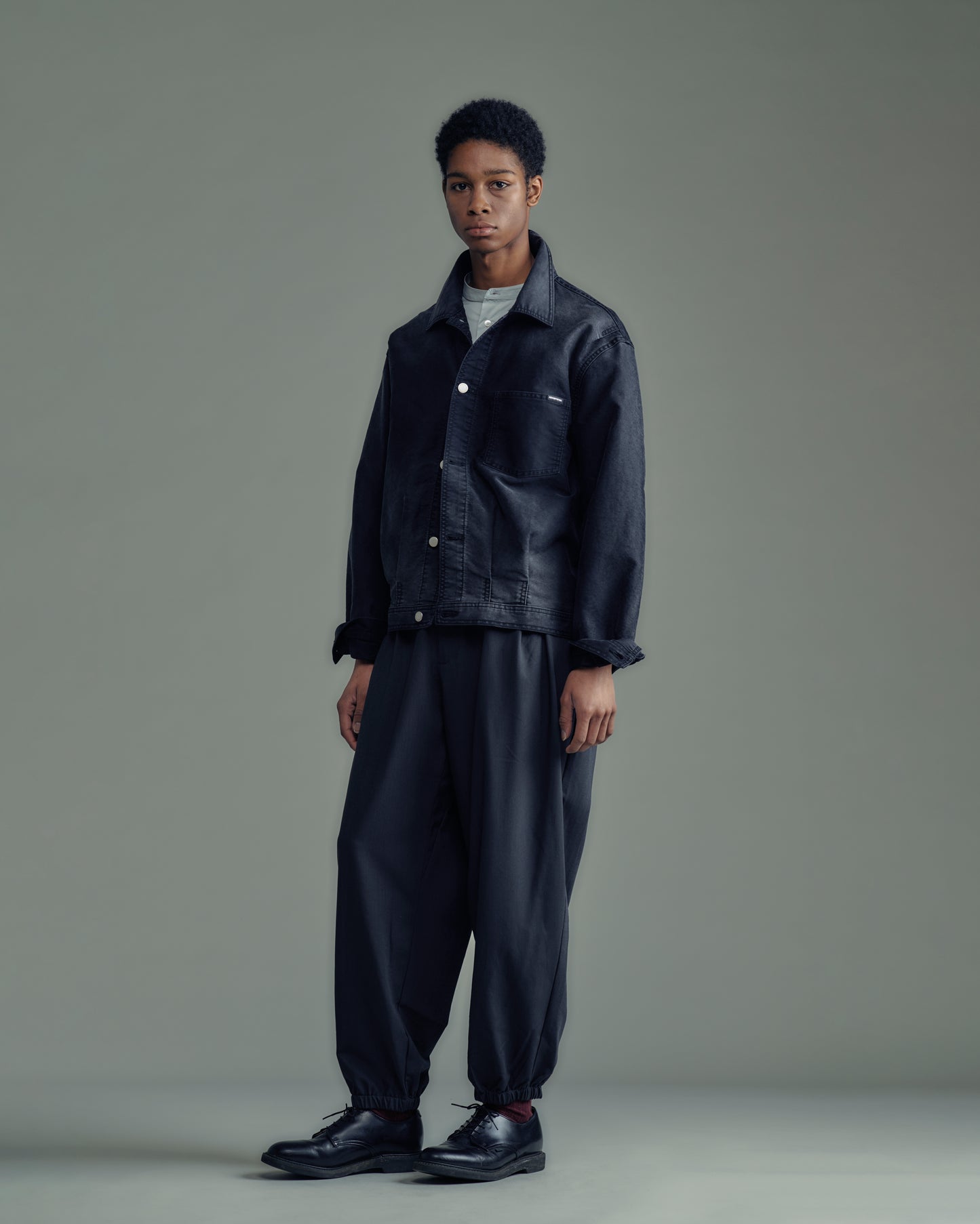 blasted light moleskin short length collared jacket