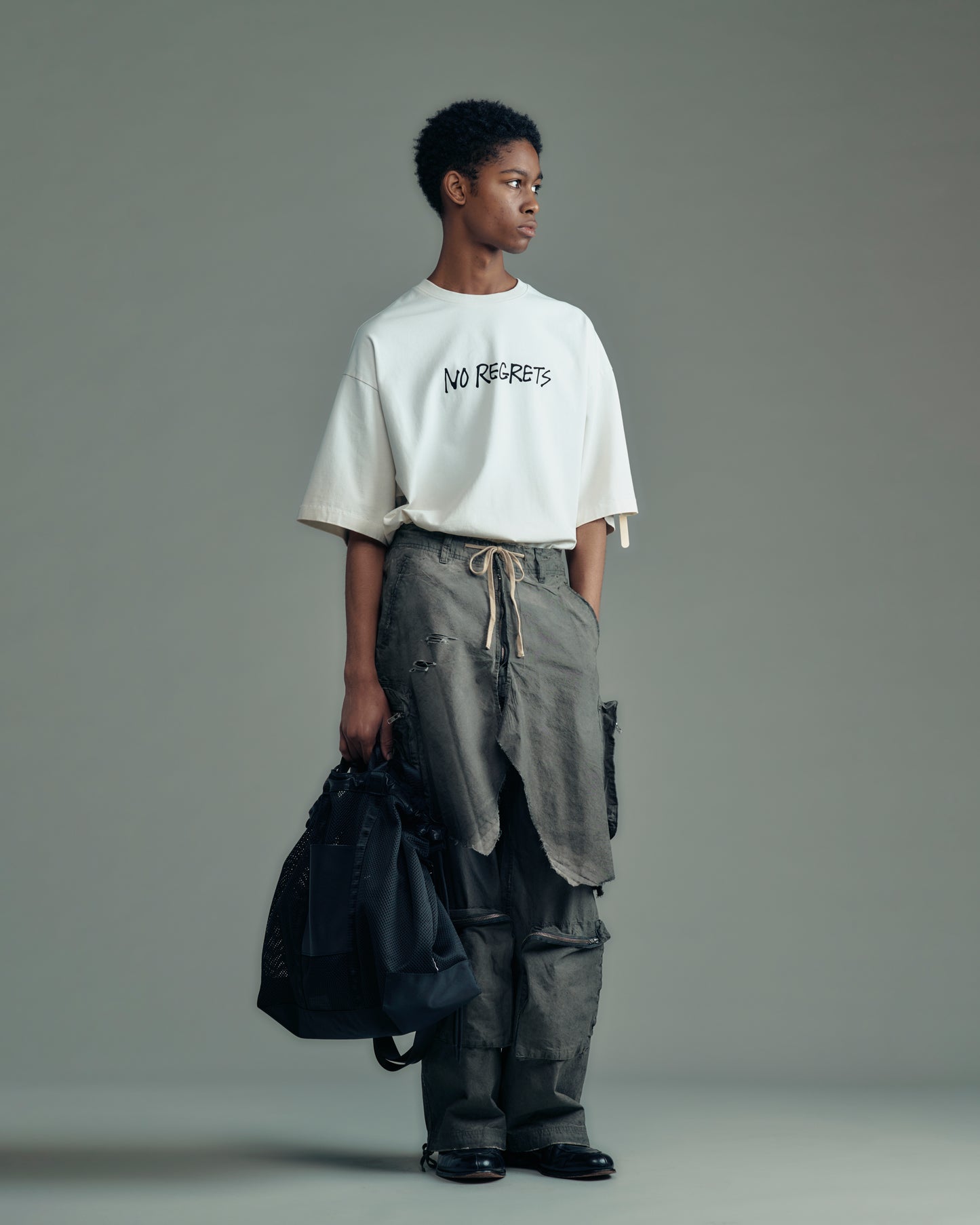 〈予約〉Leather trimmed  mesh 2way big tote bag