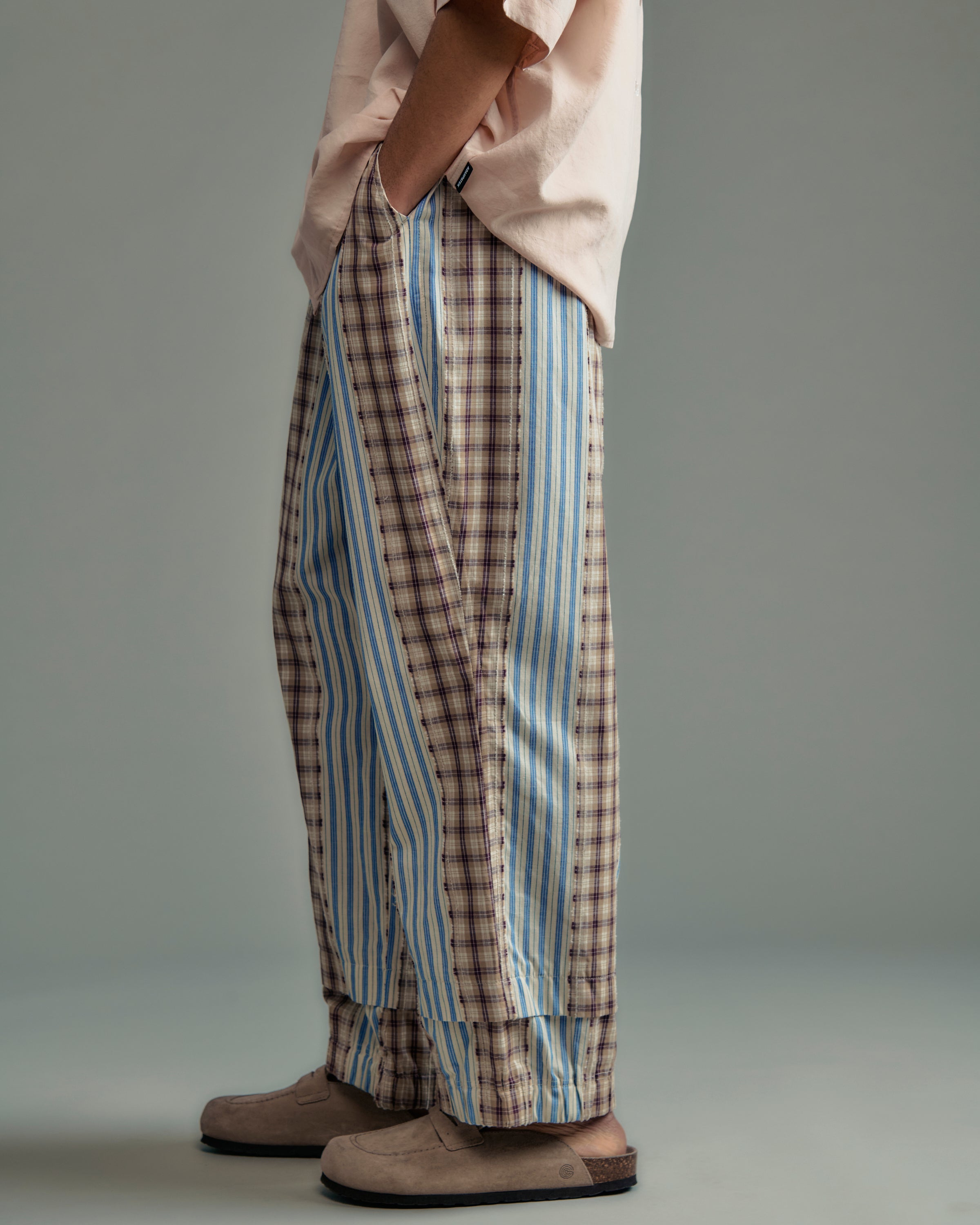 jacquard check-stripe easy pants – ADAMPATEK