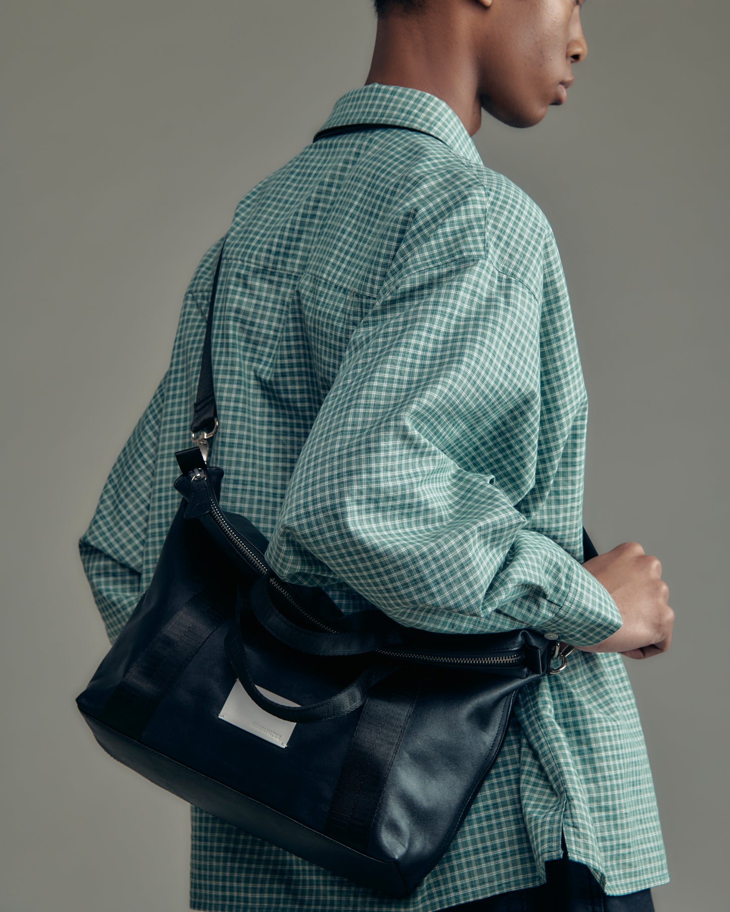 water repellent leather medium 2way tote bag