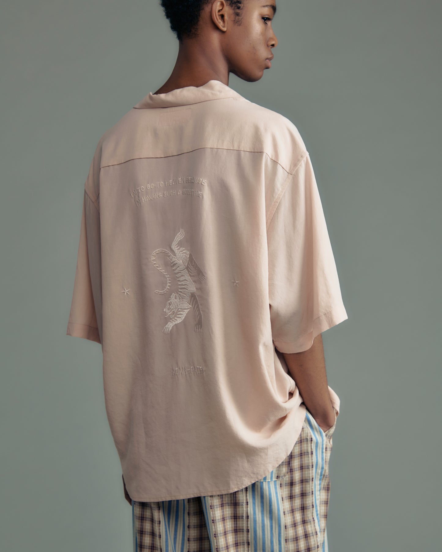 tiger embroidery short sleeve shirt