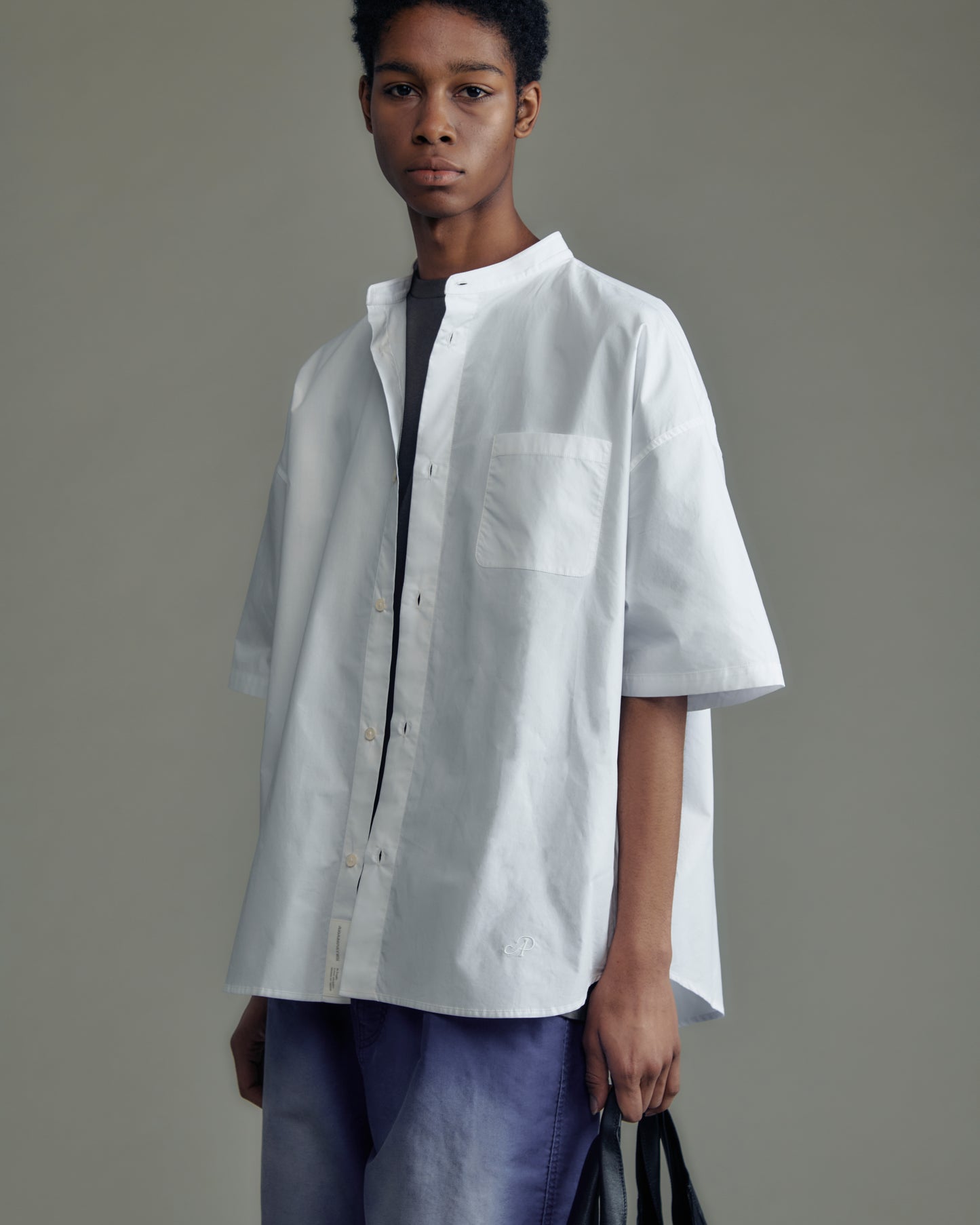 ap embroidery stand collar shirt