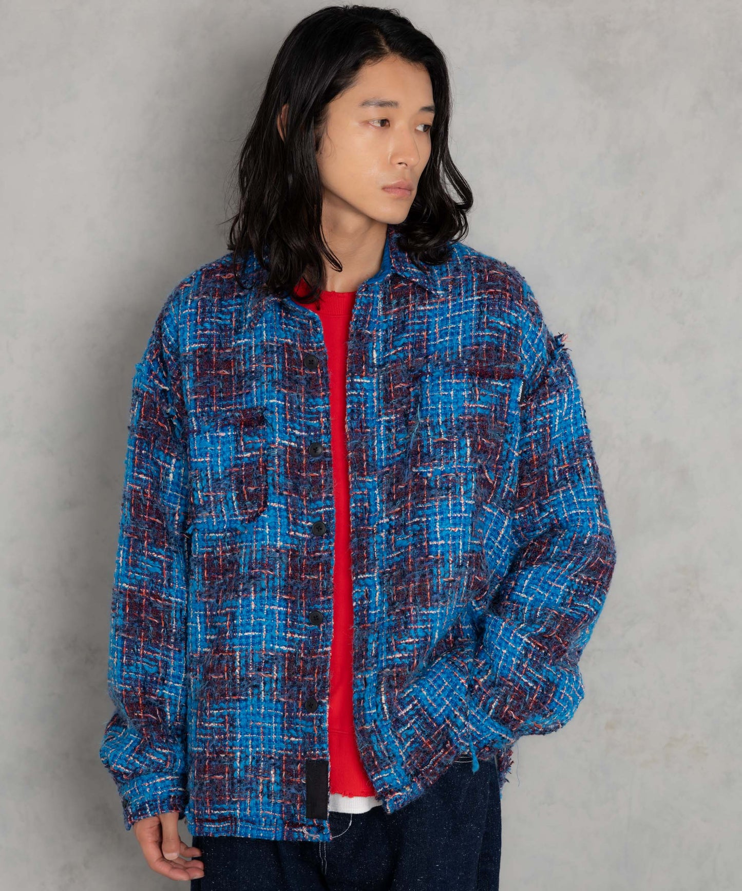 tweed damage looose shirt_AP2425014_アウター