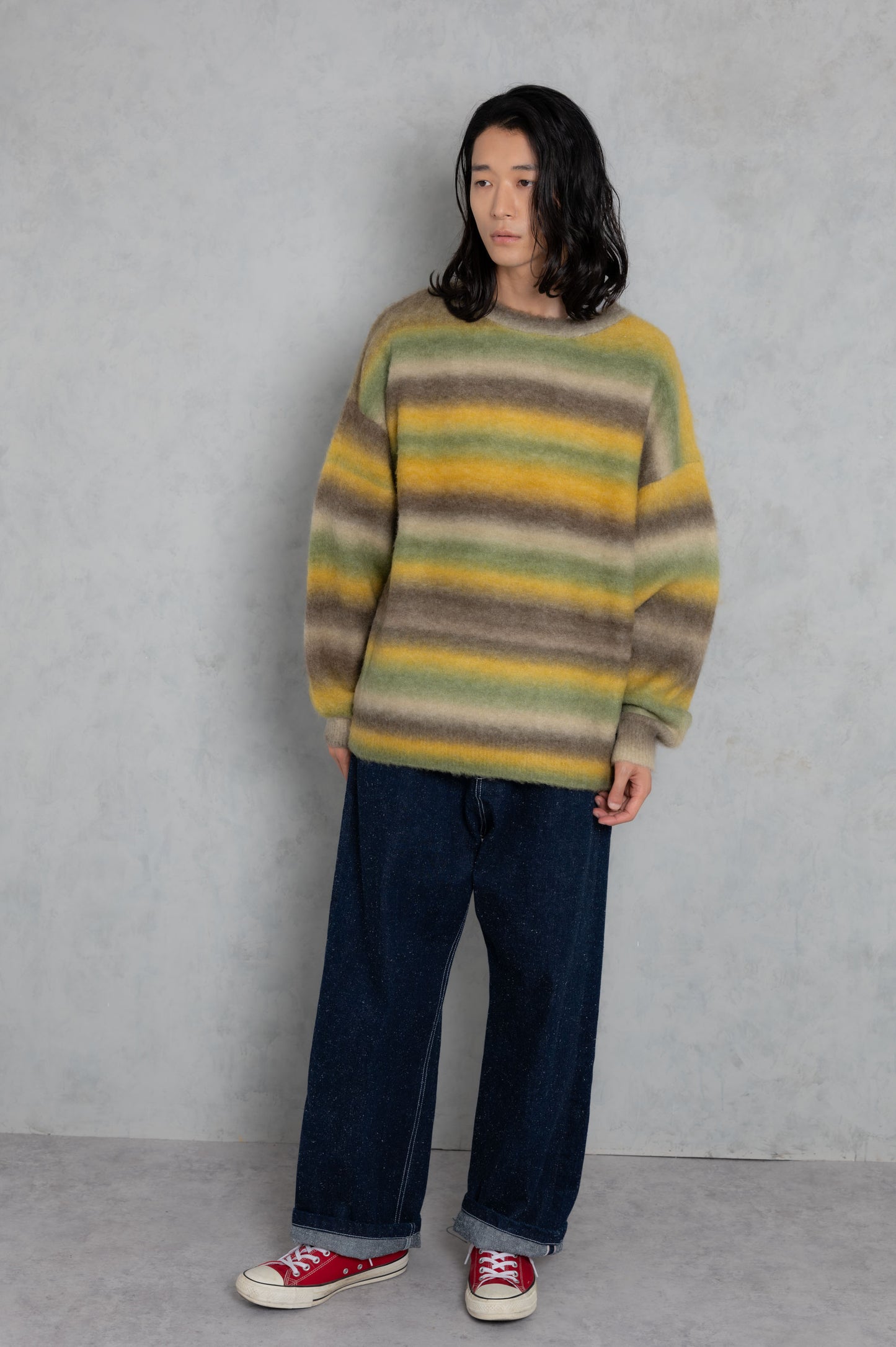 space dye brushed gradation boucle crew neck_AP2321016_トップス
