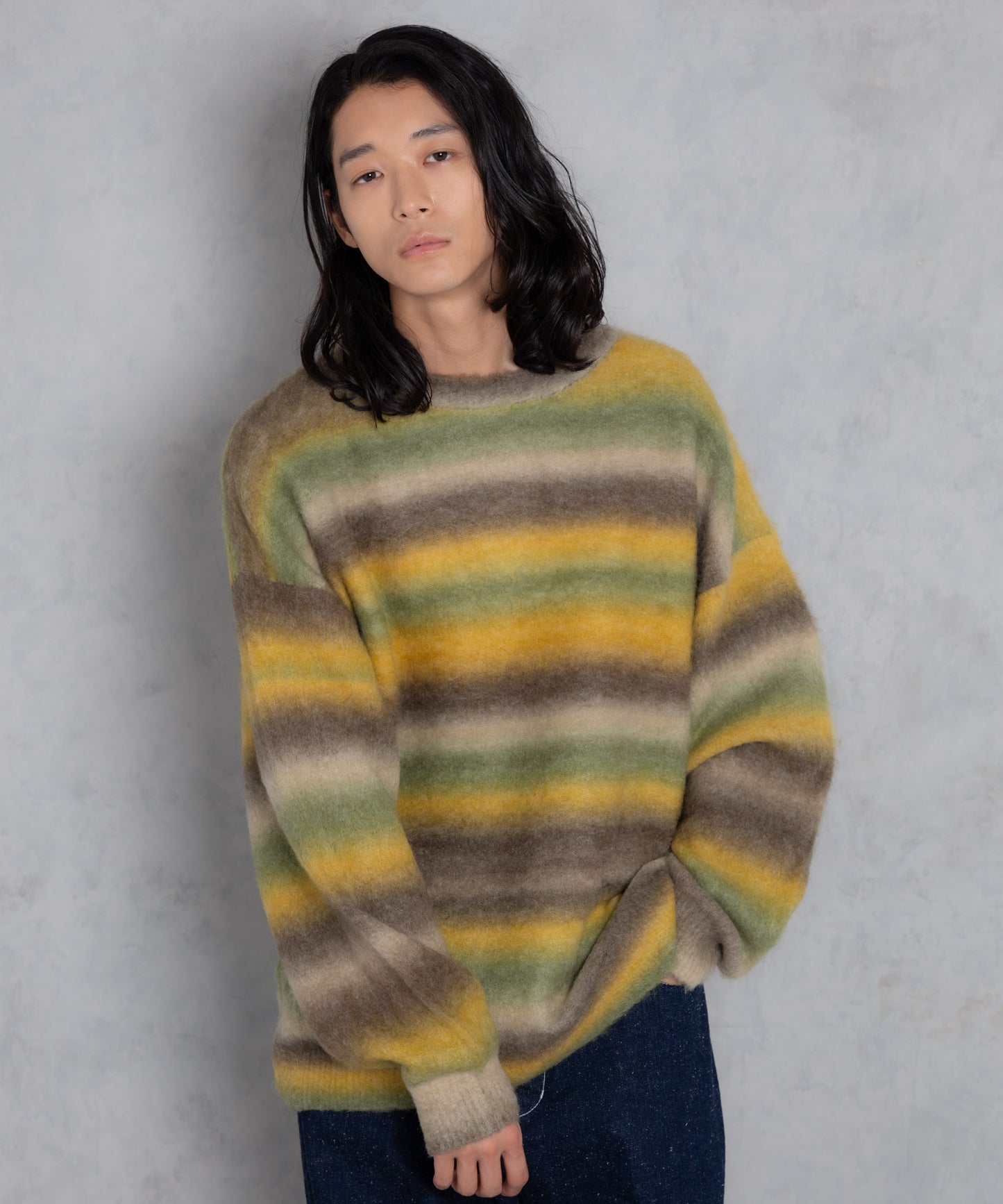 space dye brushed gradation boucle crew neck_AP2321016_トップス