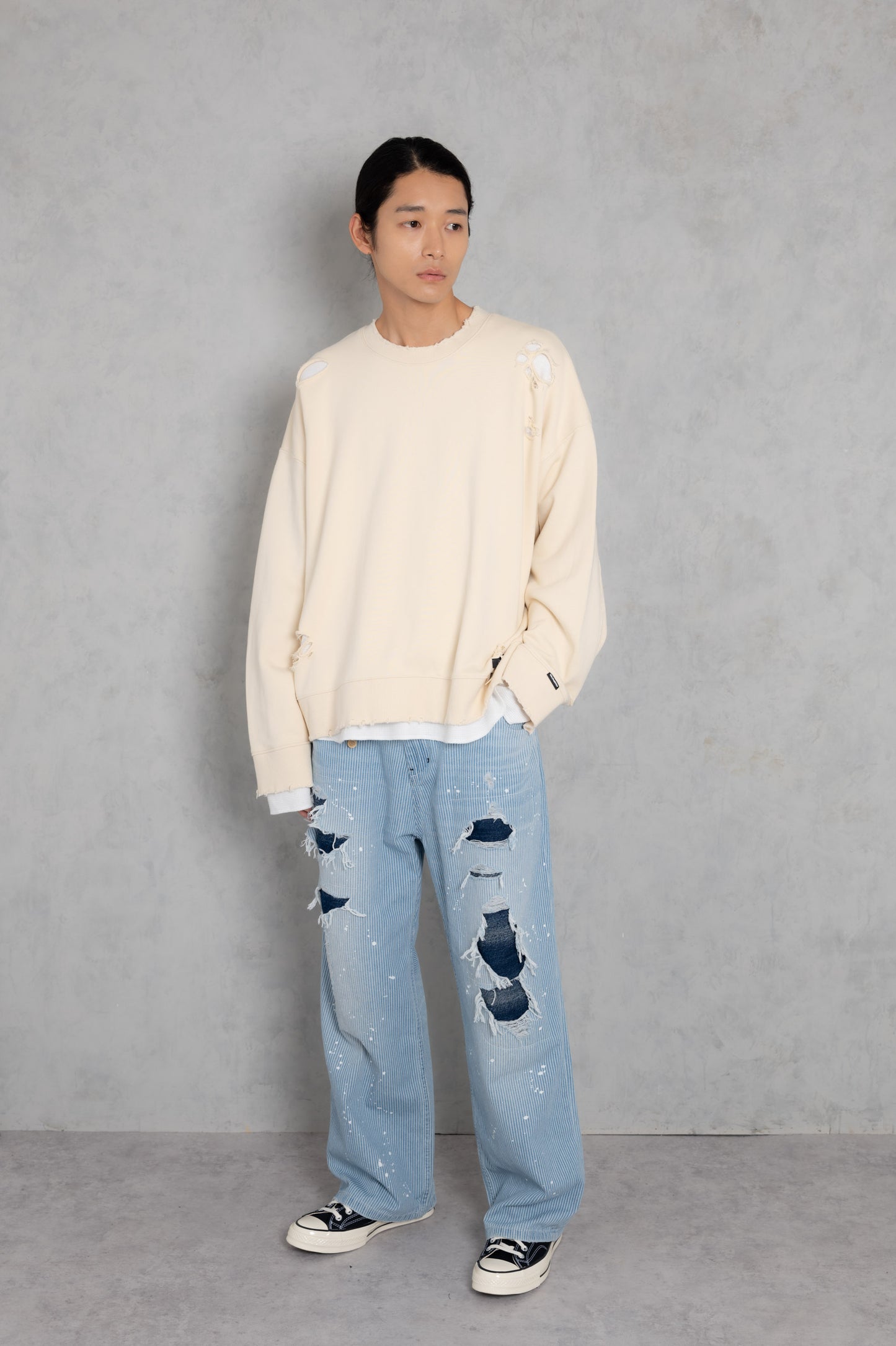 damage layered pullover_AP2424008_トップス