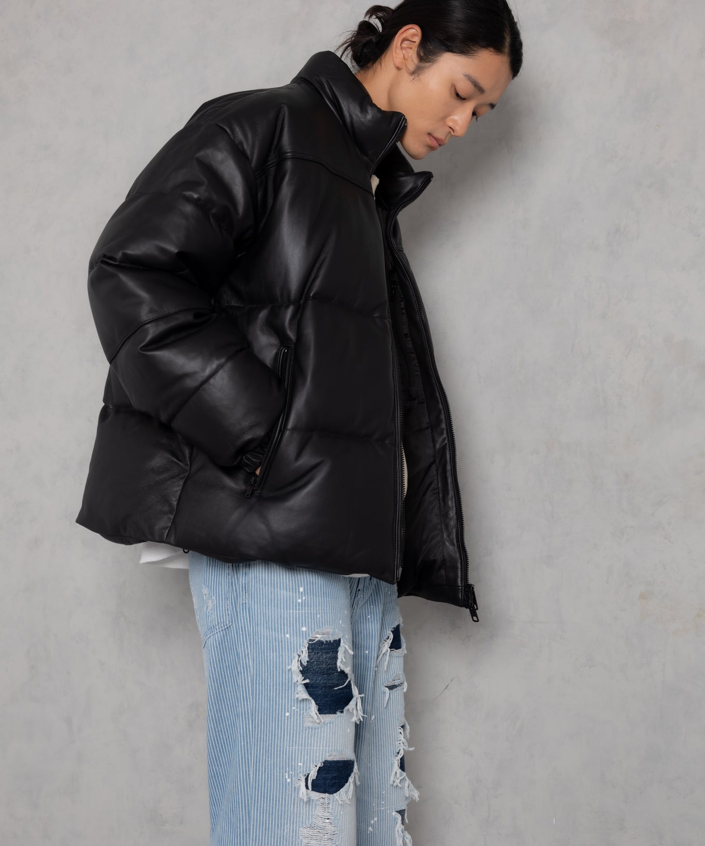 leather looose down jacket_AP2423003_アウター