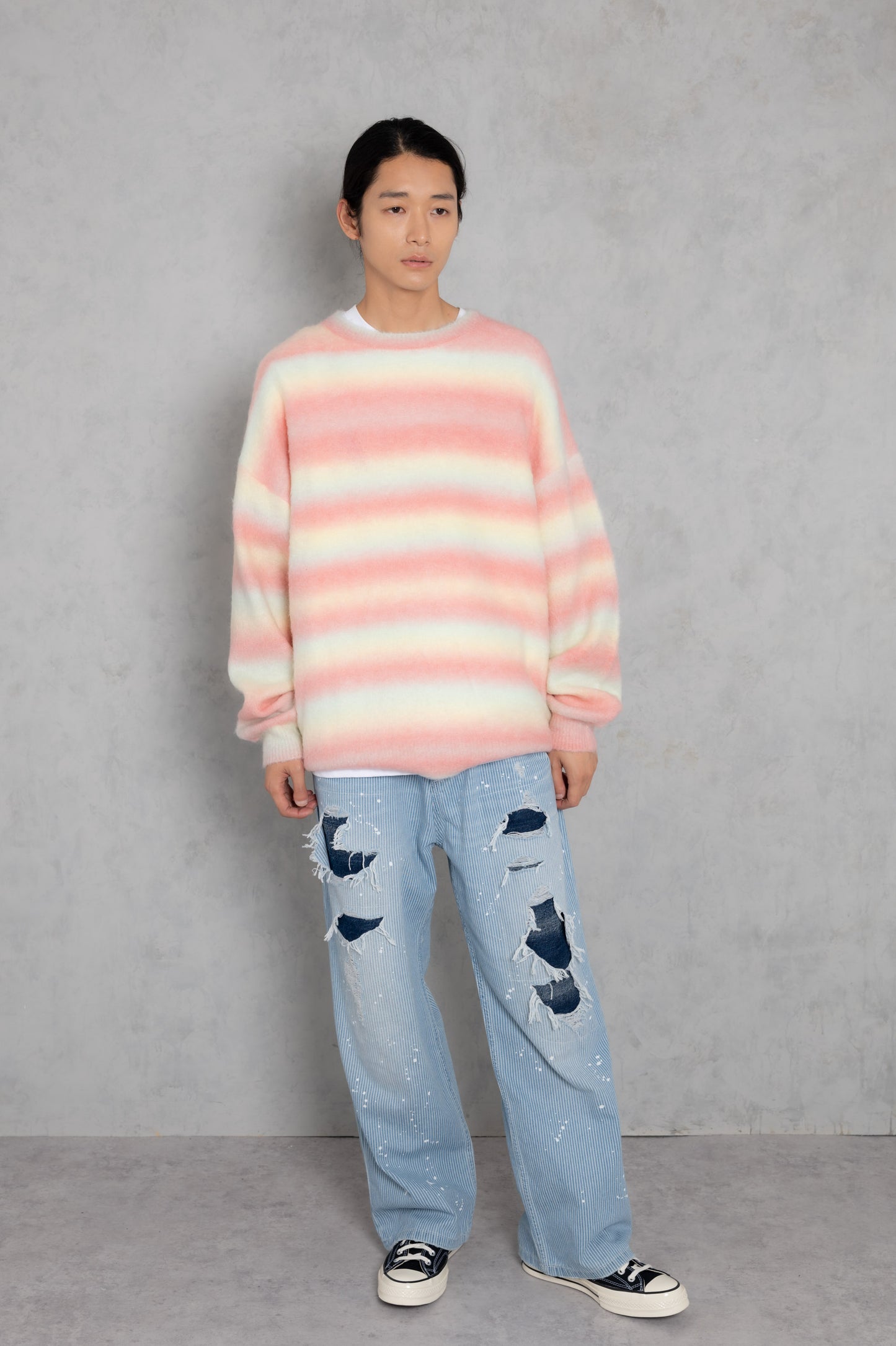 space dye brushed gradation boucle crew neck_AP2321016_トップス