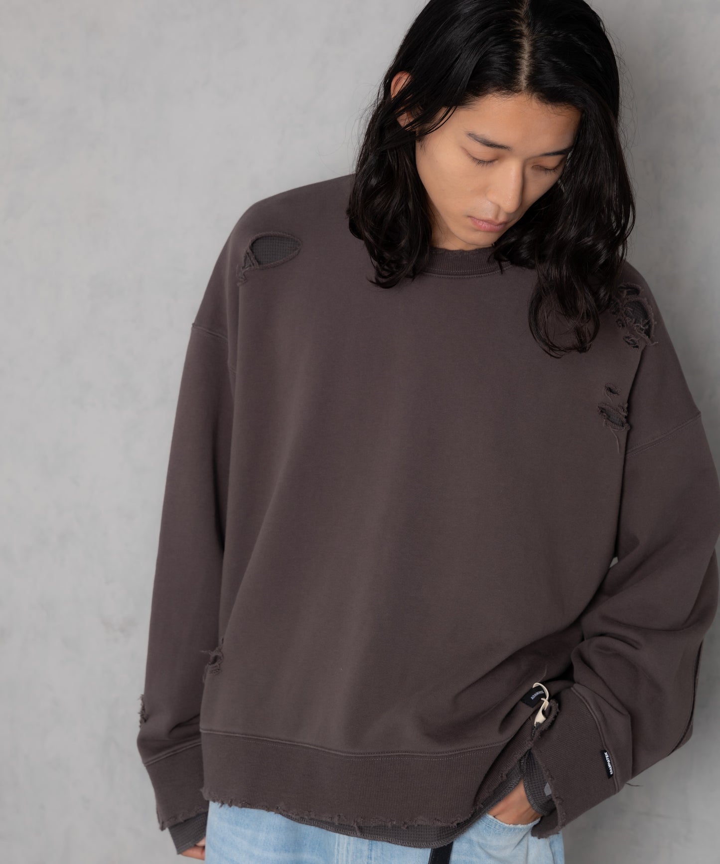 damage layered pullover_AP2424008_トップス