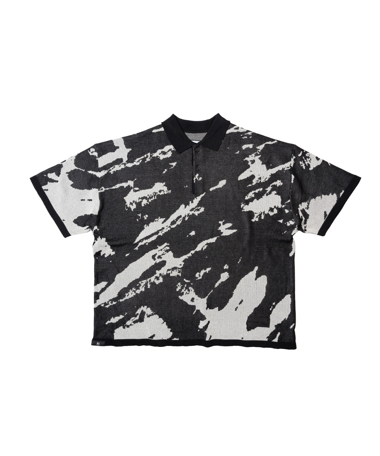 abstract pattern short sleeve knit polo shirts_AP2311036