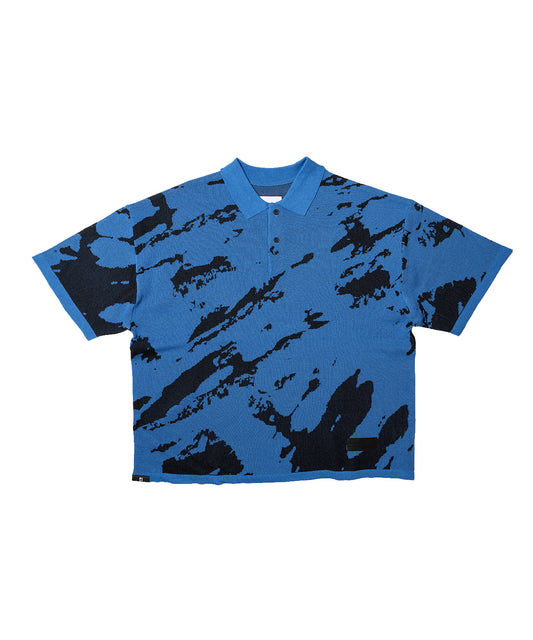 abstract pattern short sleeve knit polo shirts_AP2311036
