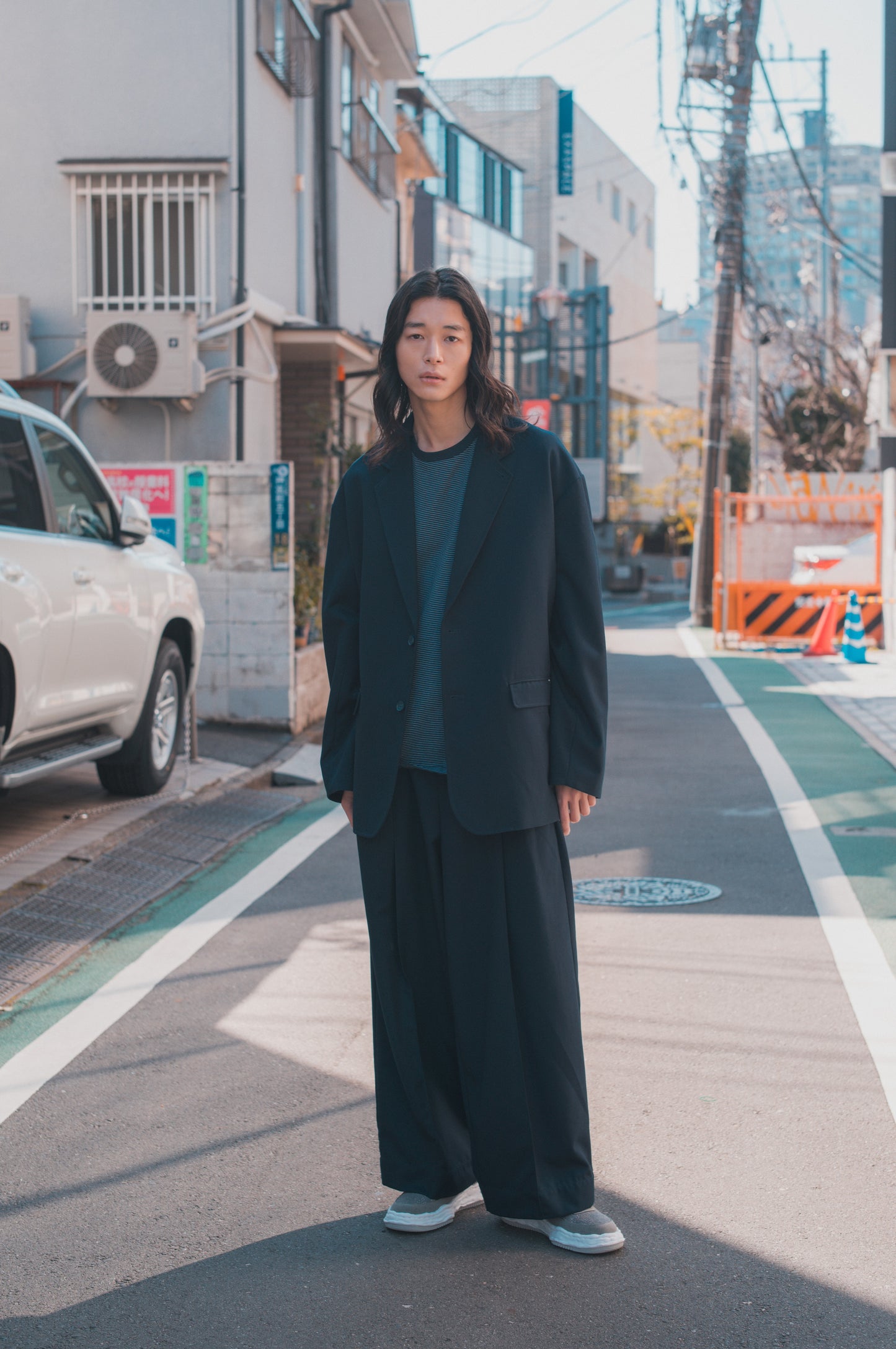 pleated tuck looose slacks_AP2328001_スラックス