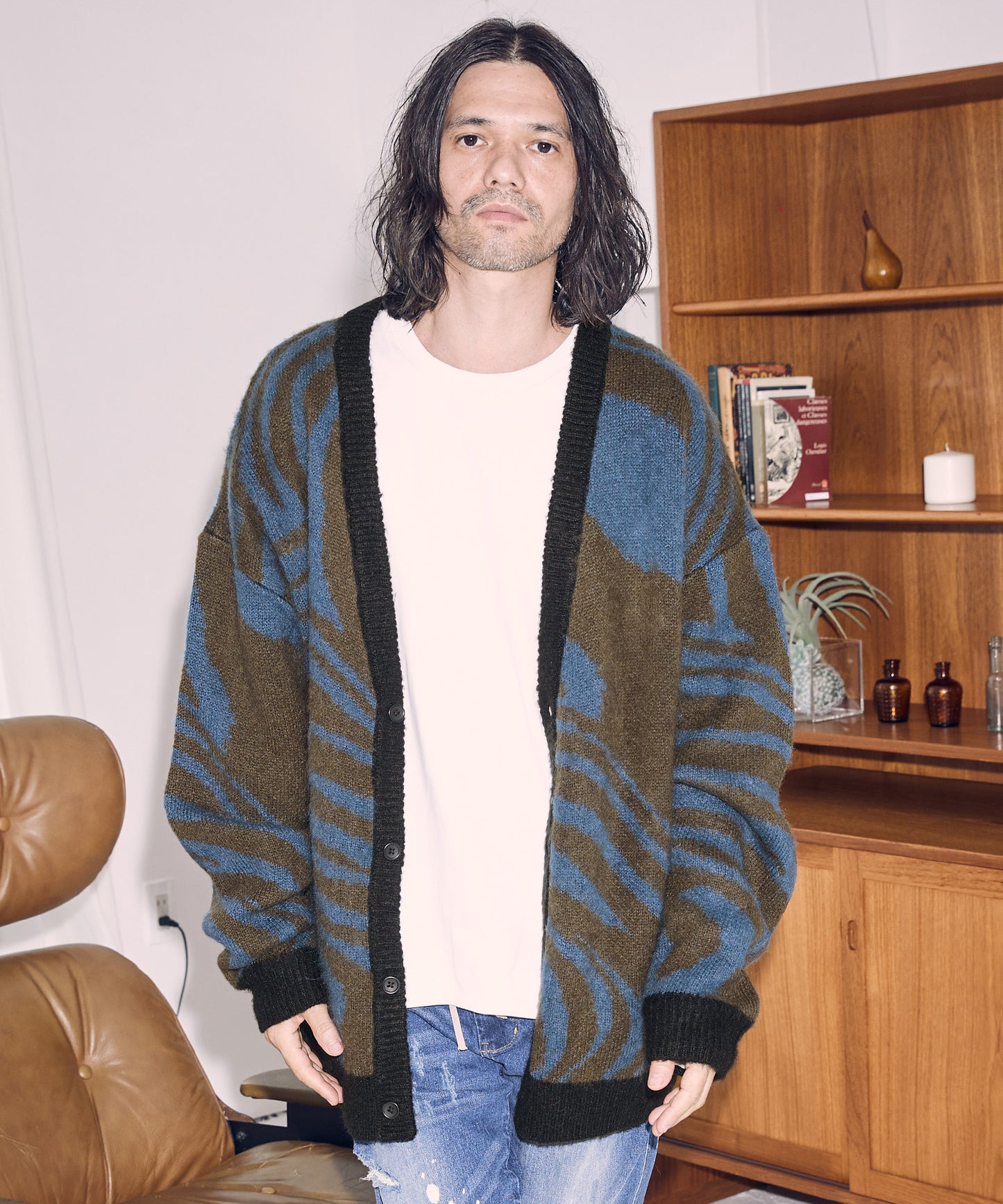 mohair mixed cardigan marble_ AP2221029_トップス