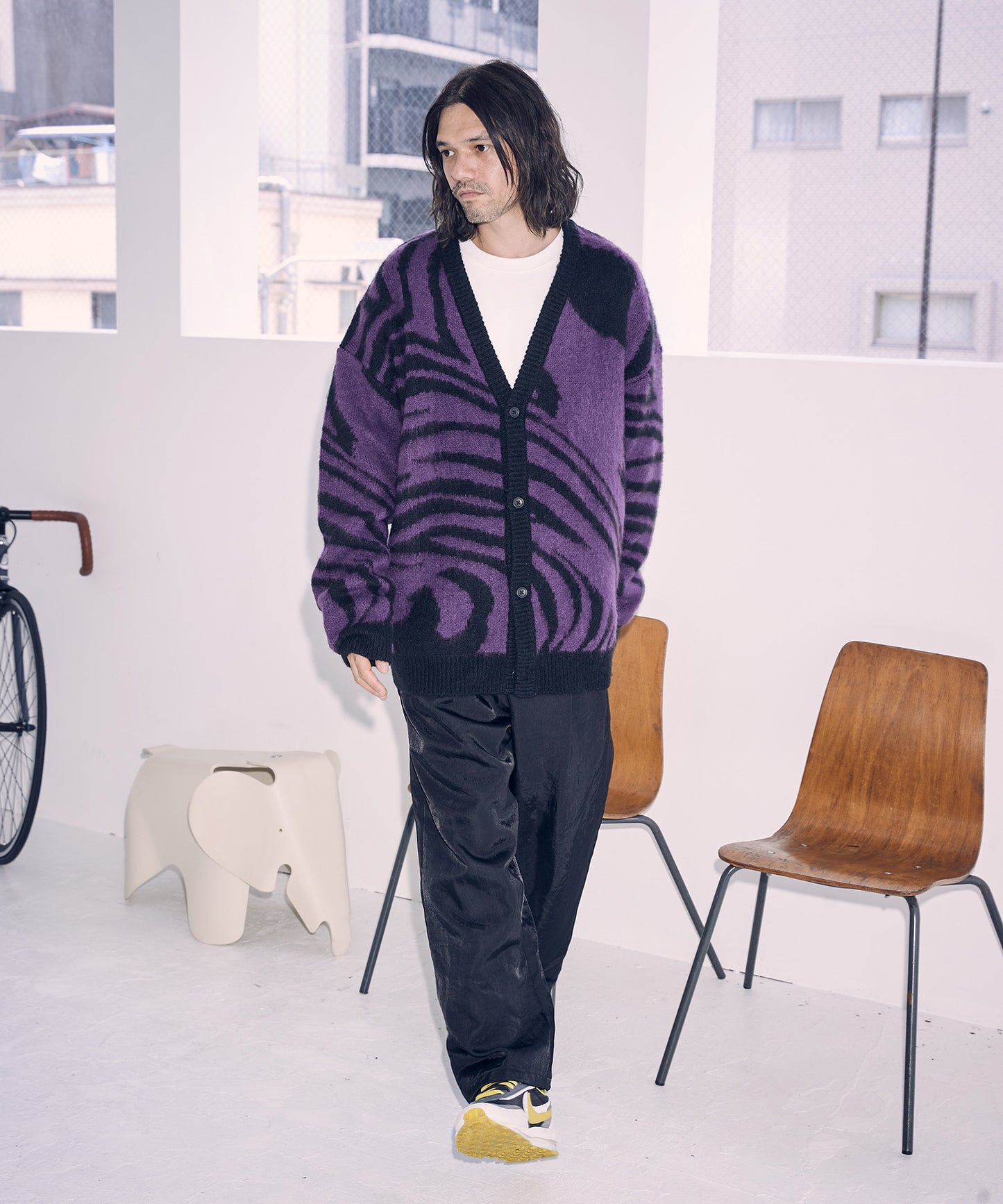 mohair mixed cardigan marble_ AP2221029_トップス