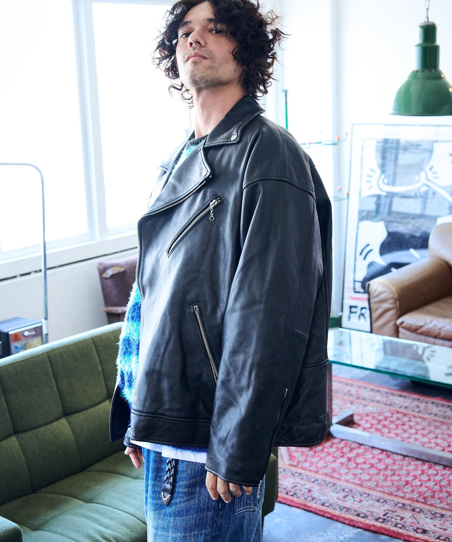 leather looose double rider’s jacket_AP2423002_アウター