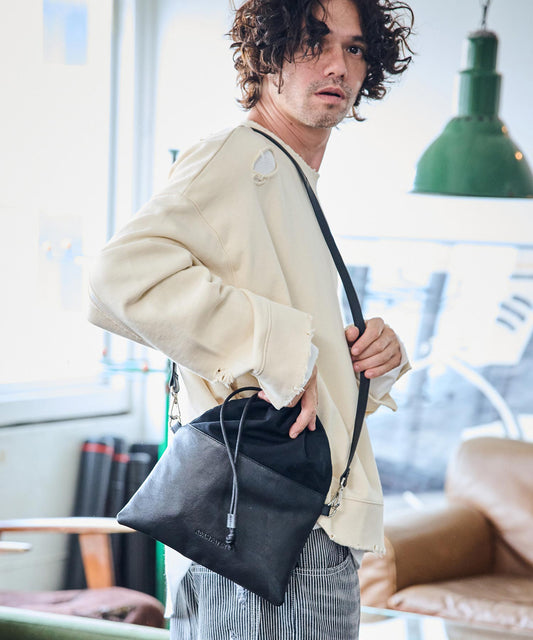 Leather switching drawstring bag_AP2429020_バッグ