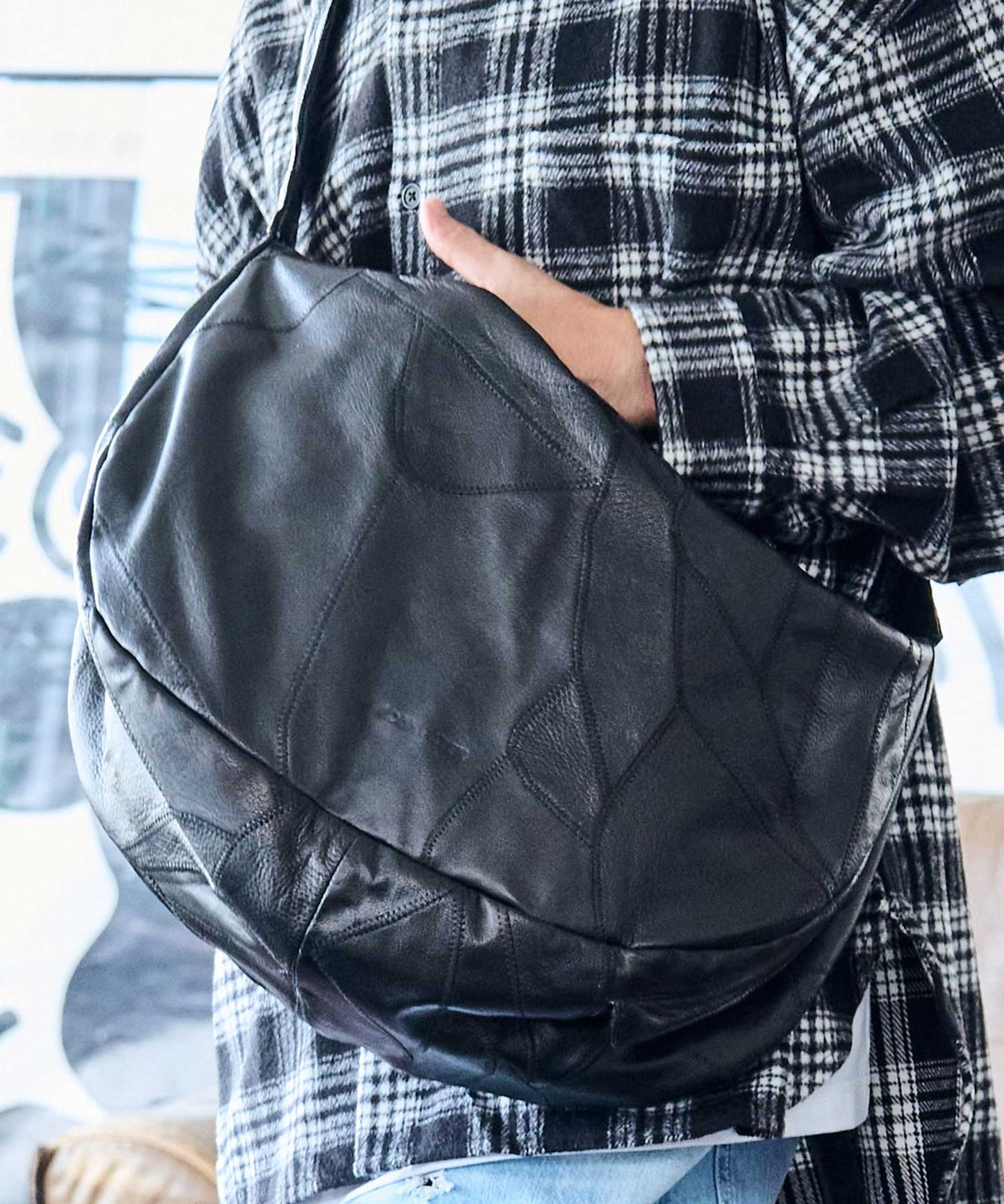 recycle patchwork leather shoulder bag_AP2429021_バッグ