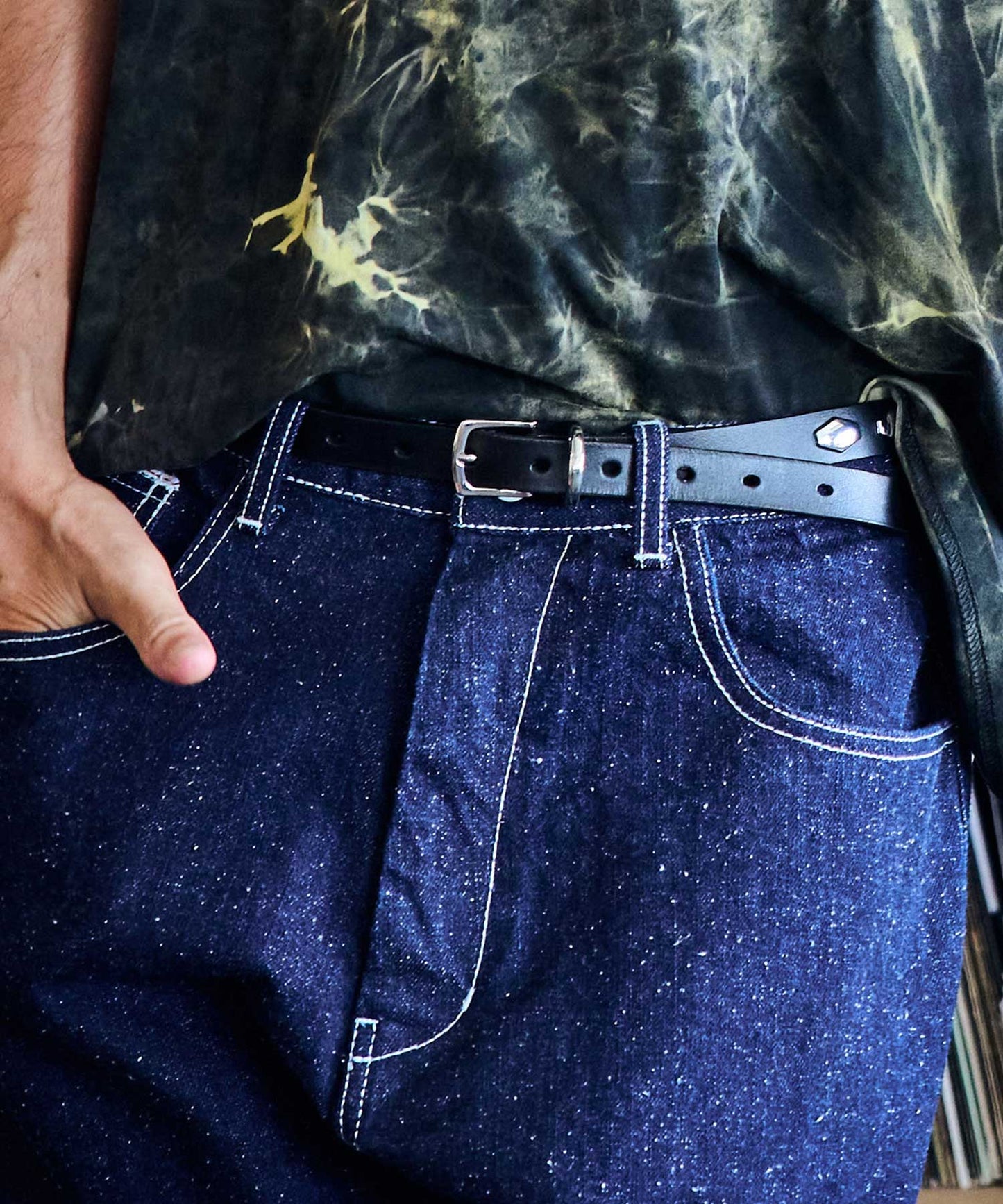 hexagonal studs leather belt_AP2429029_小物
