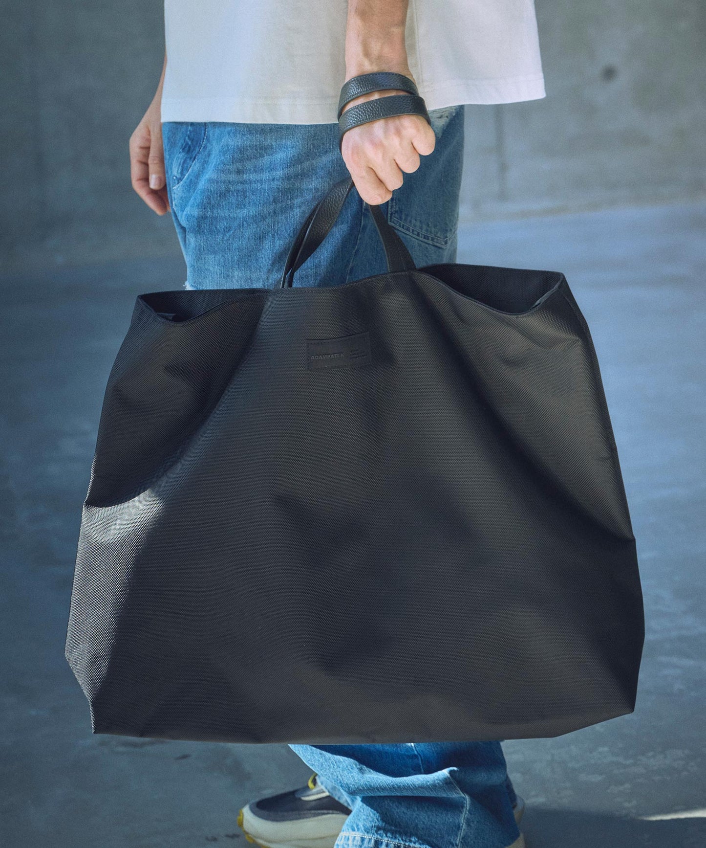 new shrink leather combi big tote bag