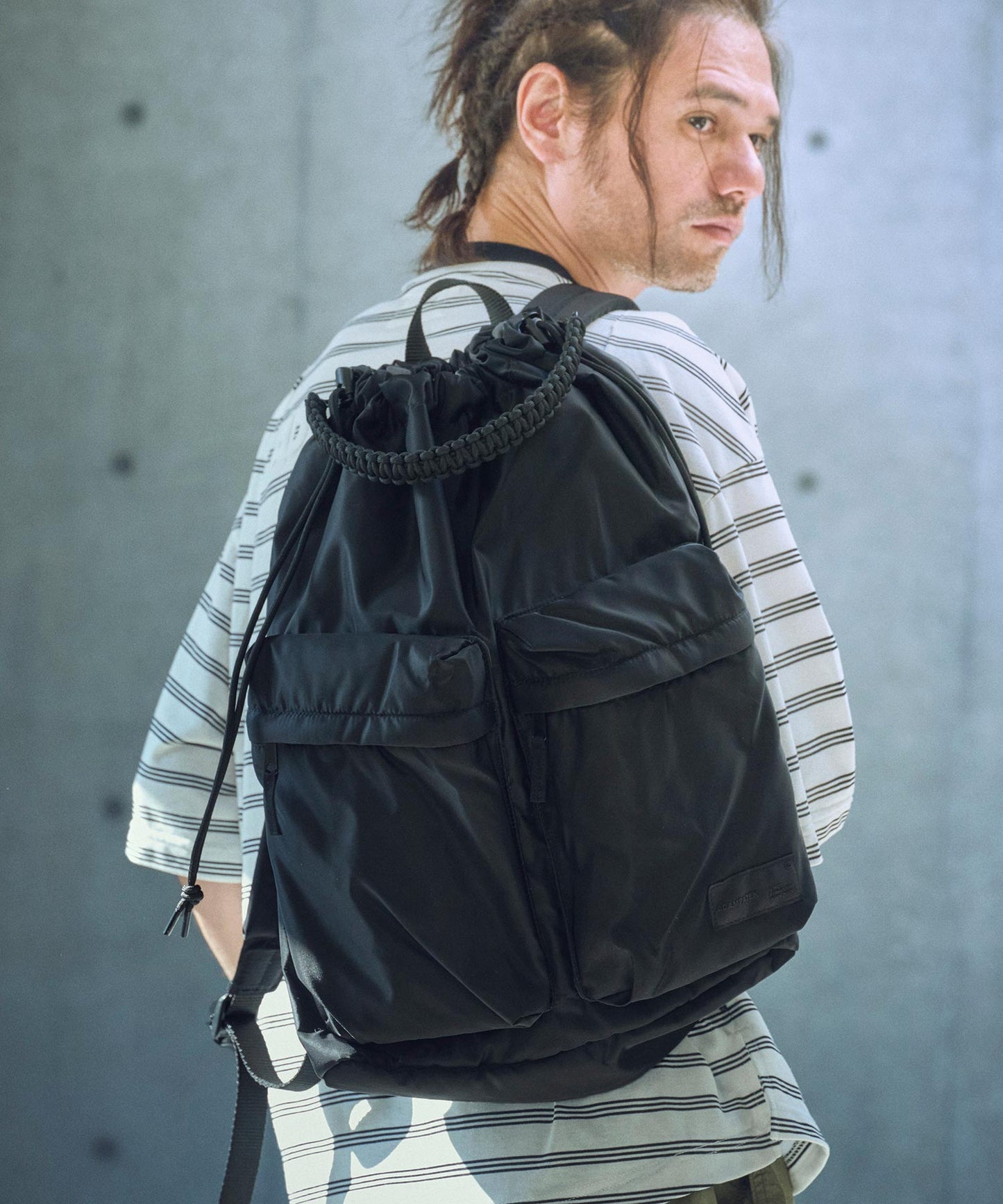 double pockets drawstring backpack
