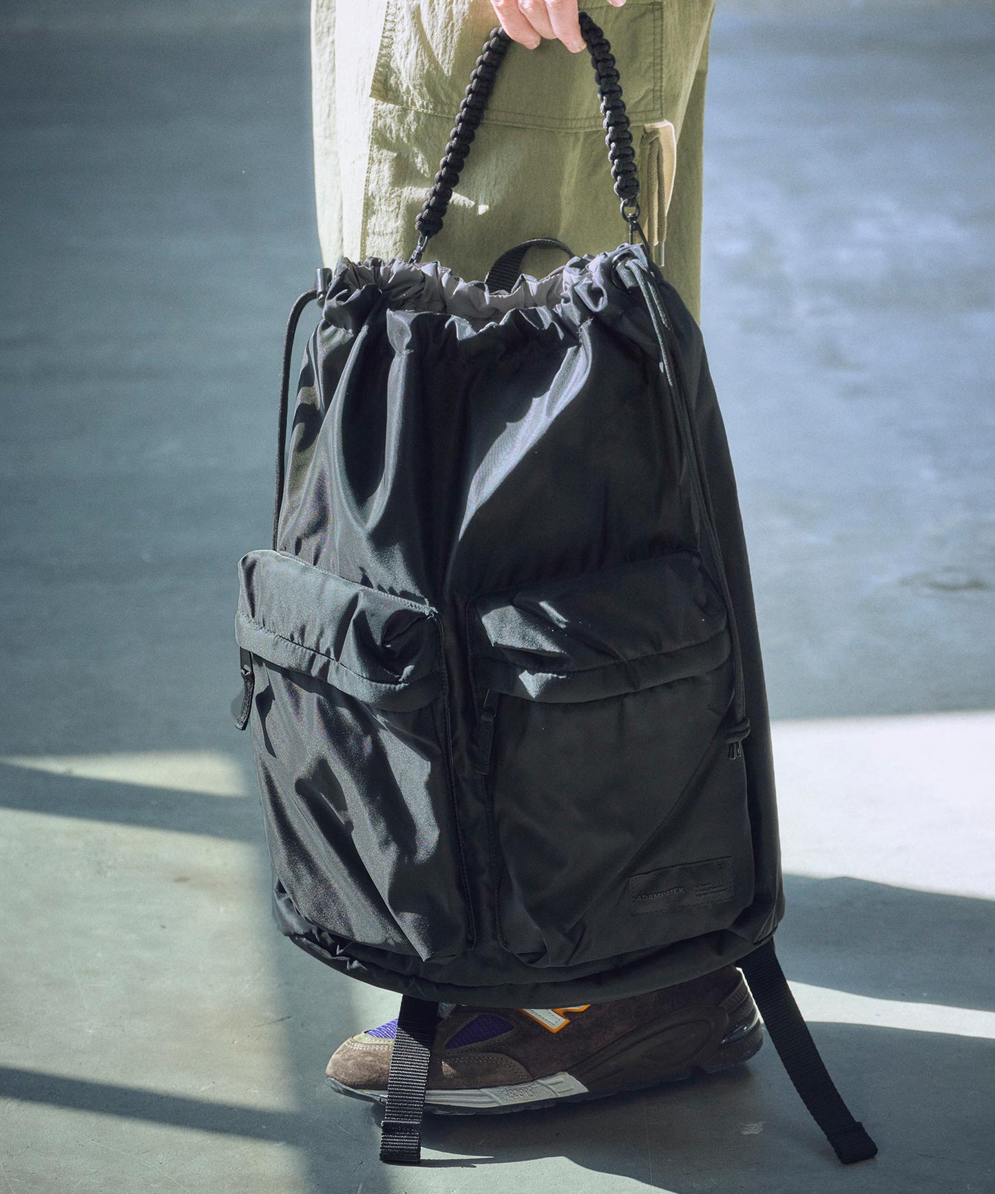 double pockets drawstring backpack