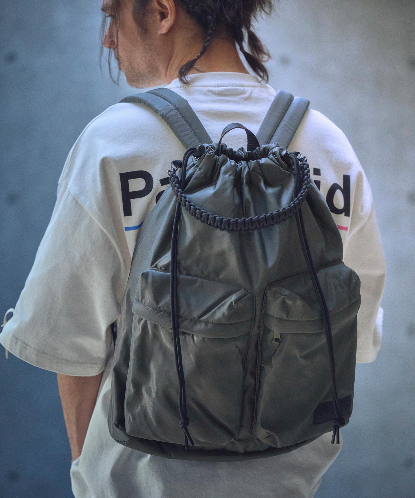 double pockets drawstring backpack