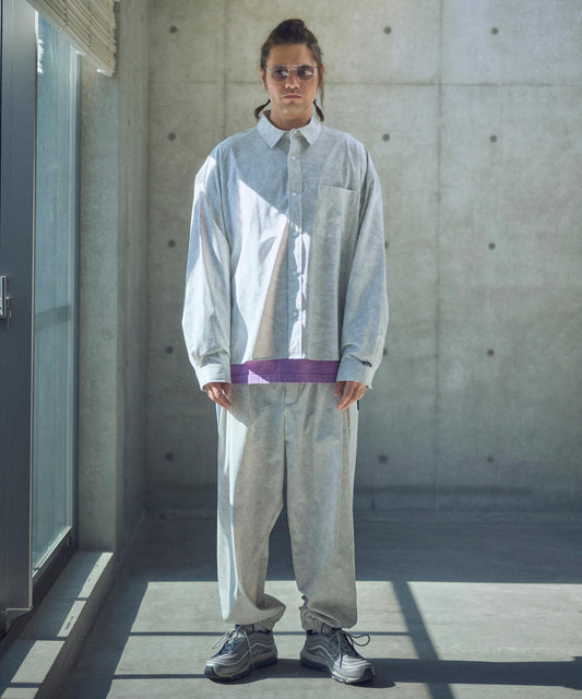 uneven dyeing tuck relax pants