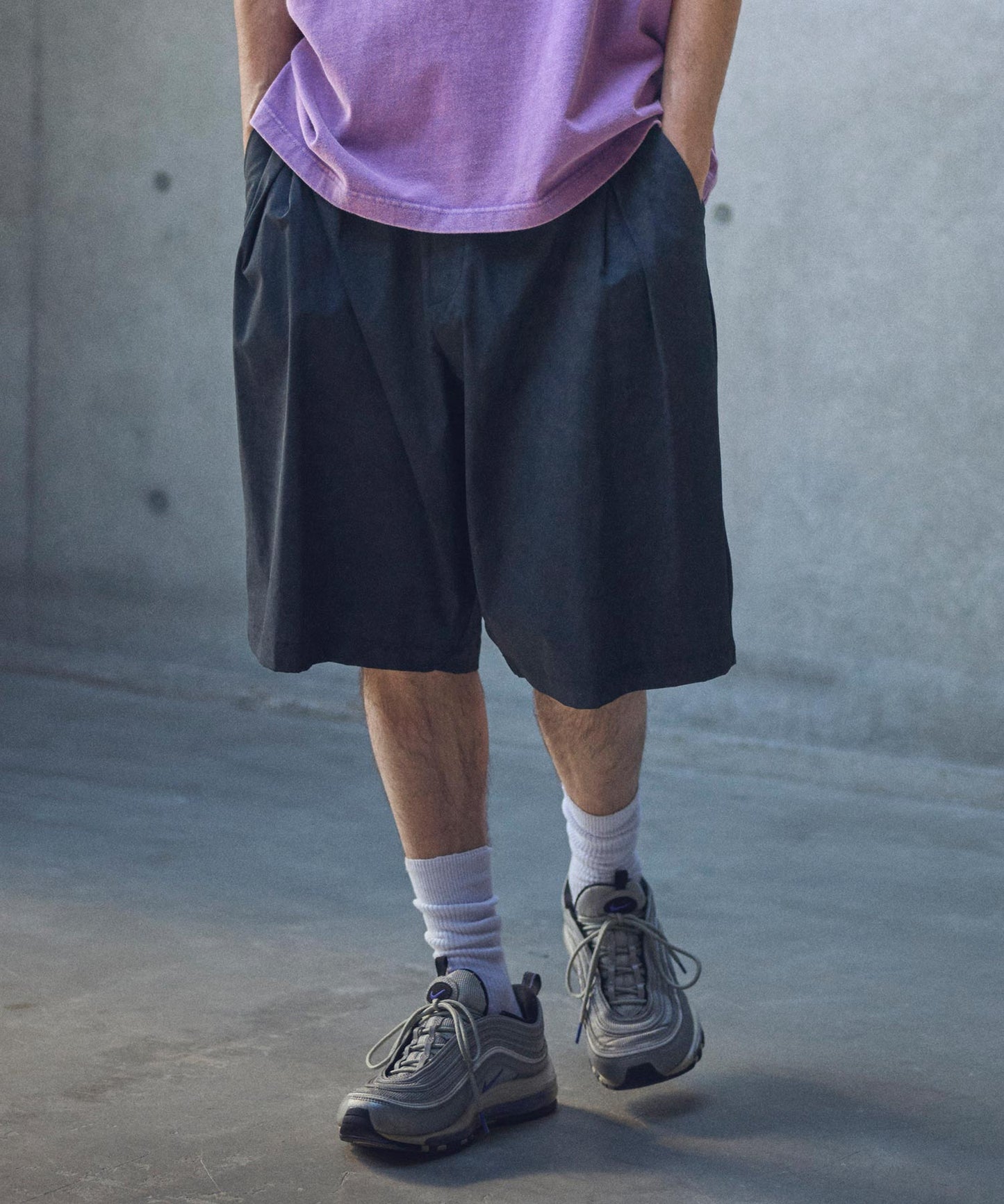 uneven dyeing short pants