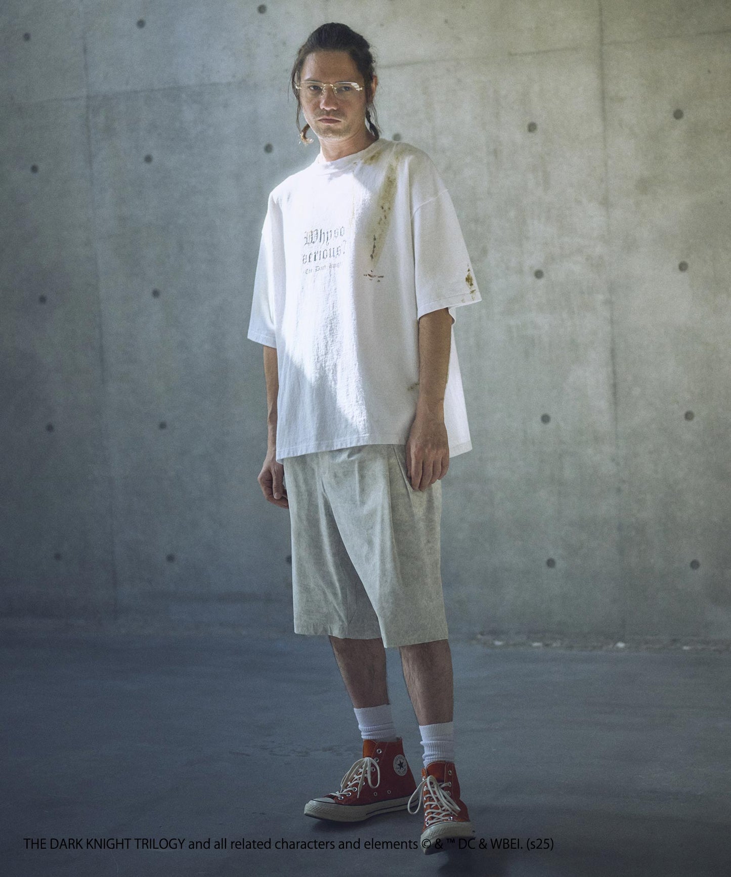 uneven dyeing short pants