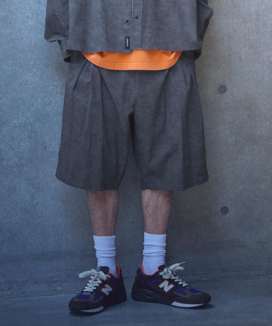 uneven dyeing short pants
