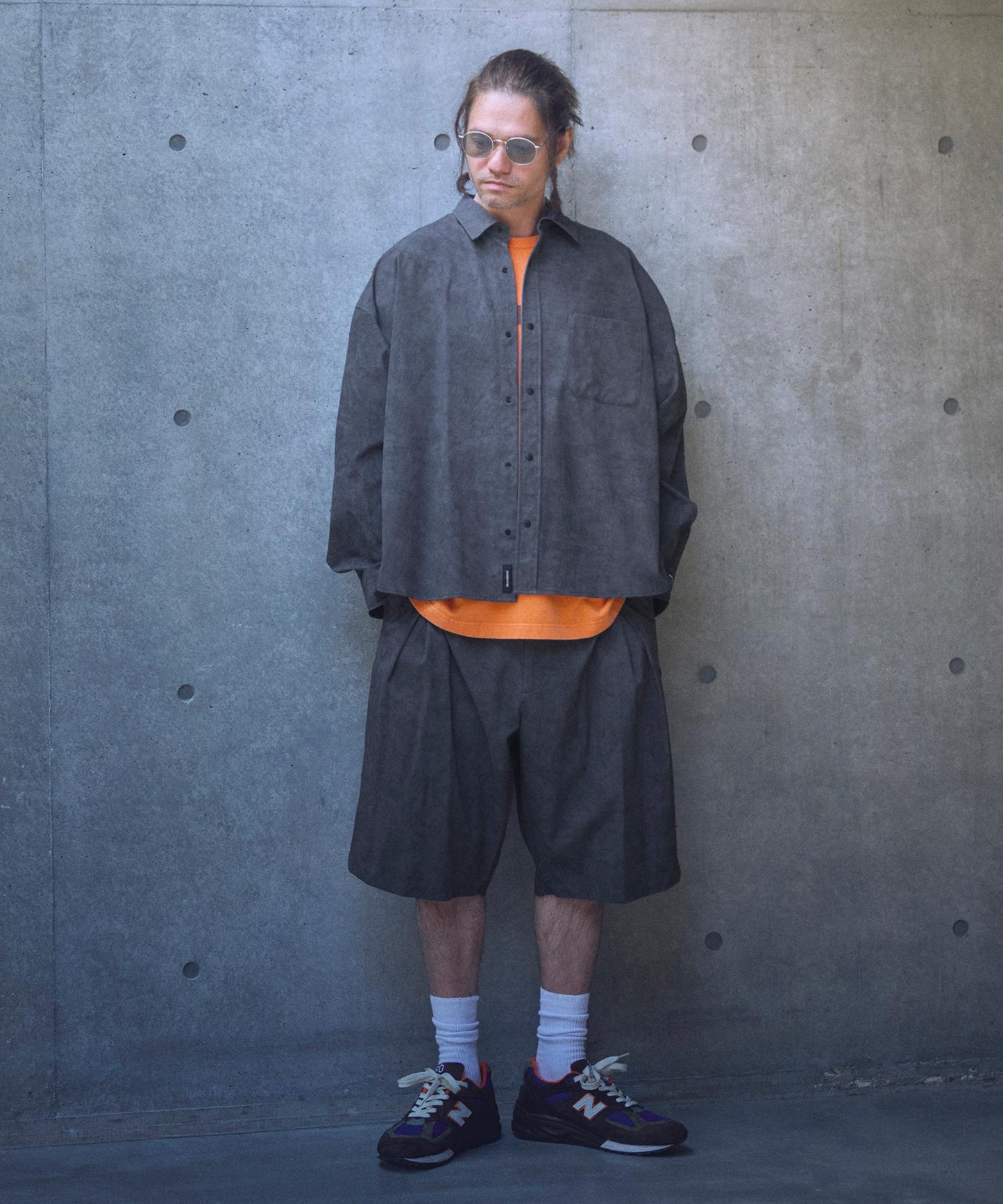 uneven dyeing short pants