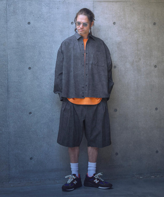 uneven dyeing short pants