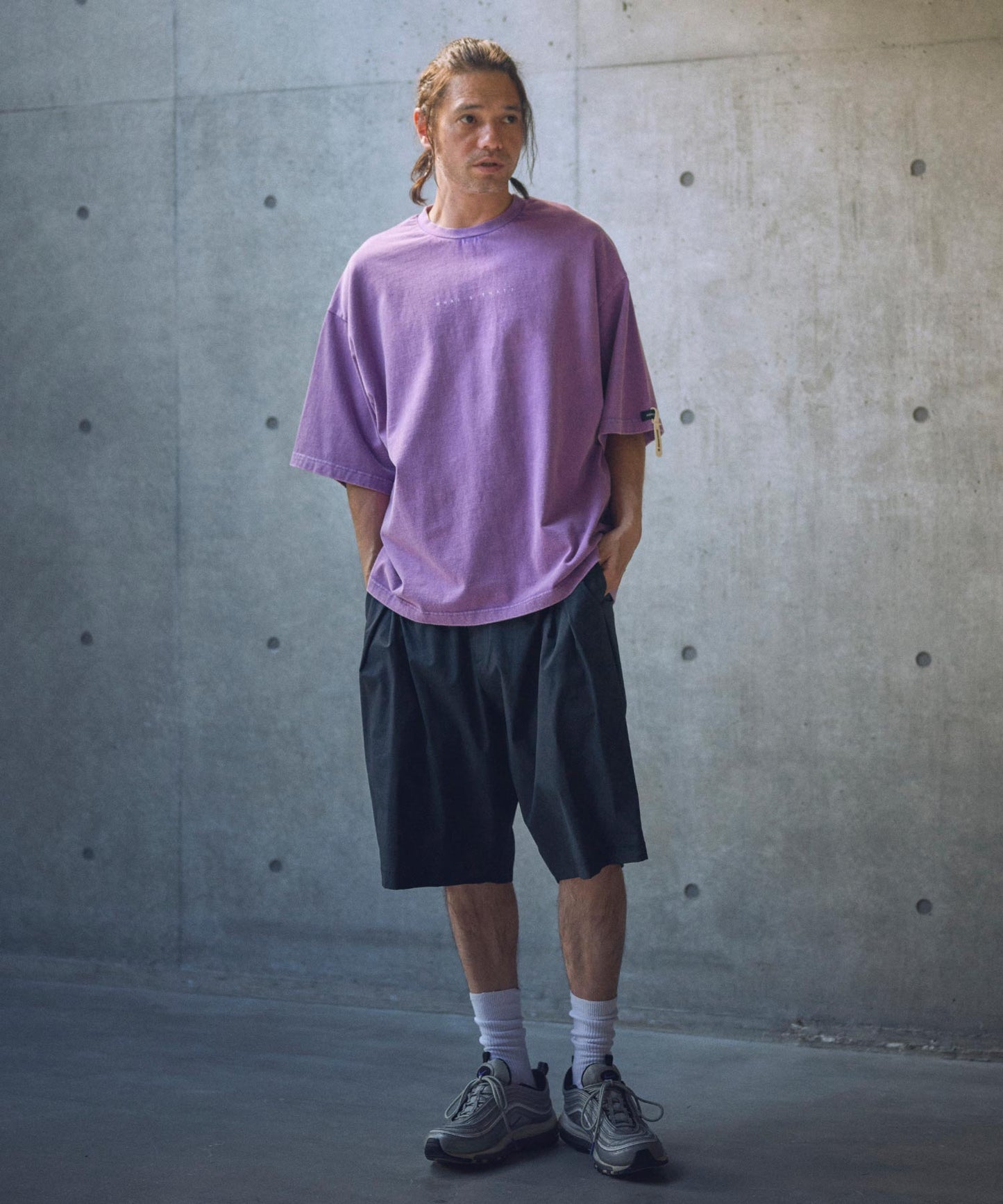 uneven dyeing short pants